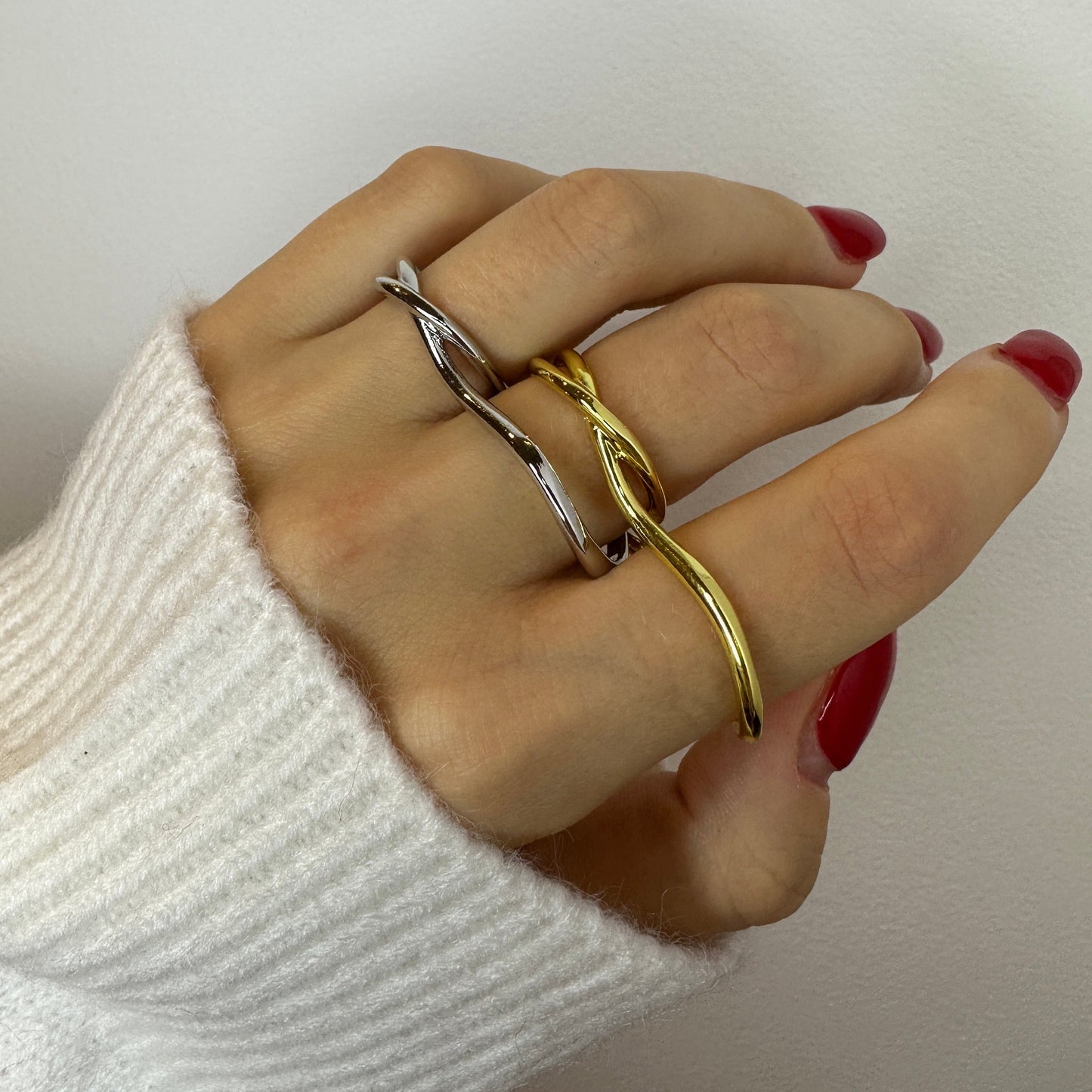 Silver and gold Two finger rings