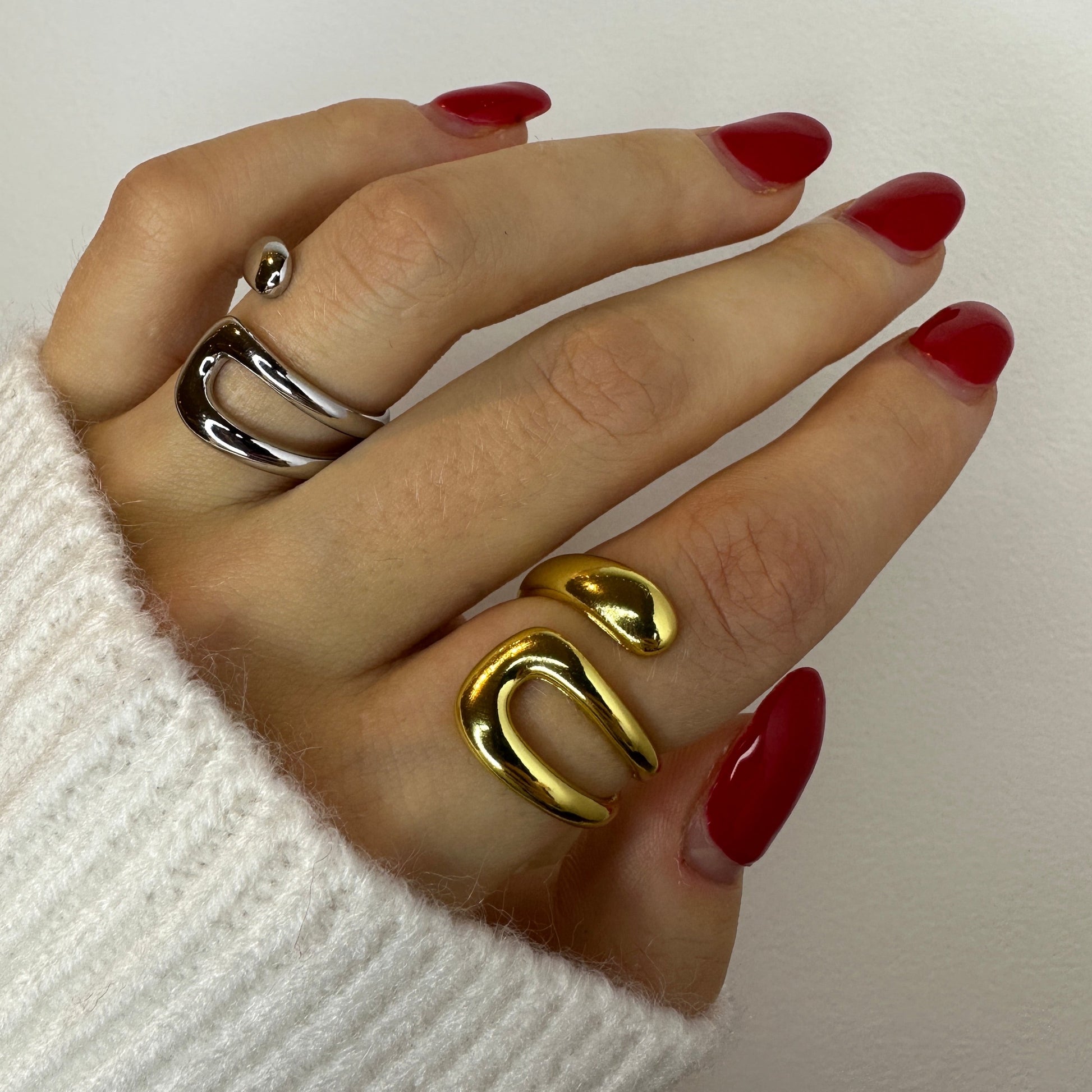 Chunky Gold and Silver  Geometric Ring