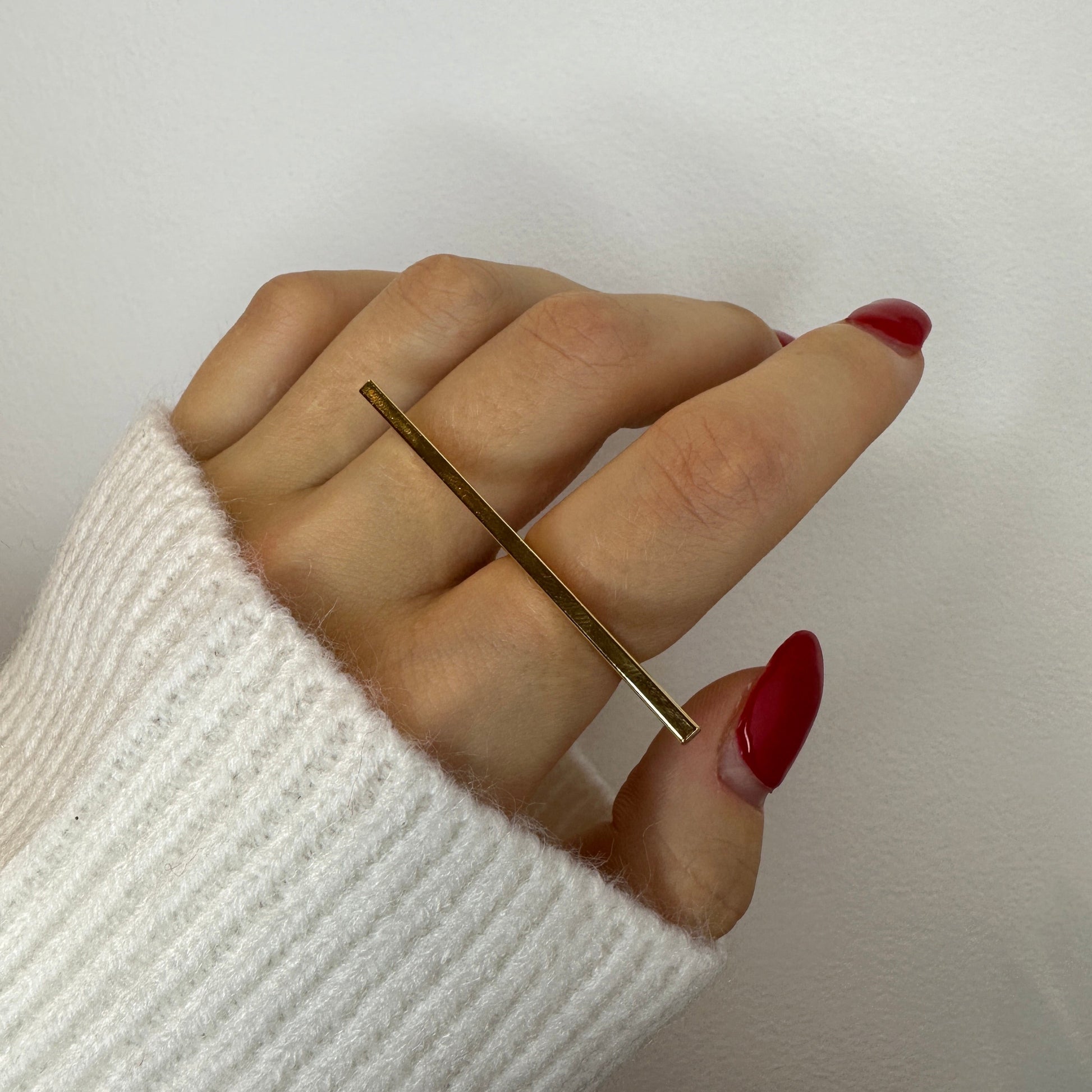 Two Finger Irregular Design Gold Ring