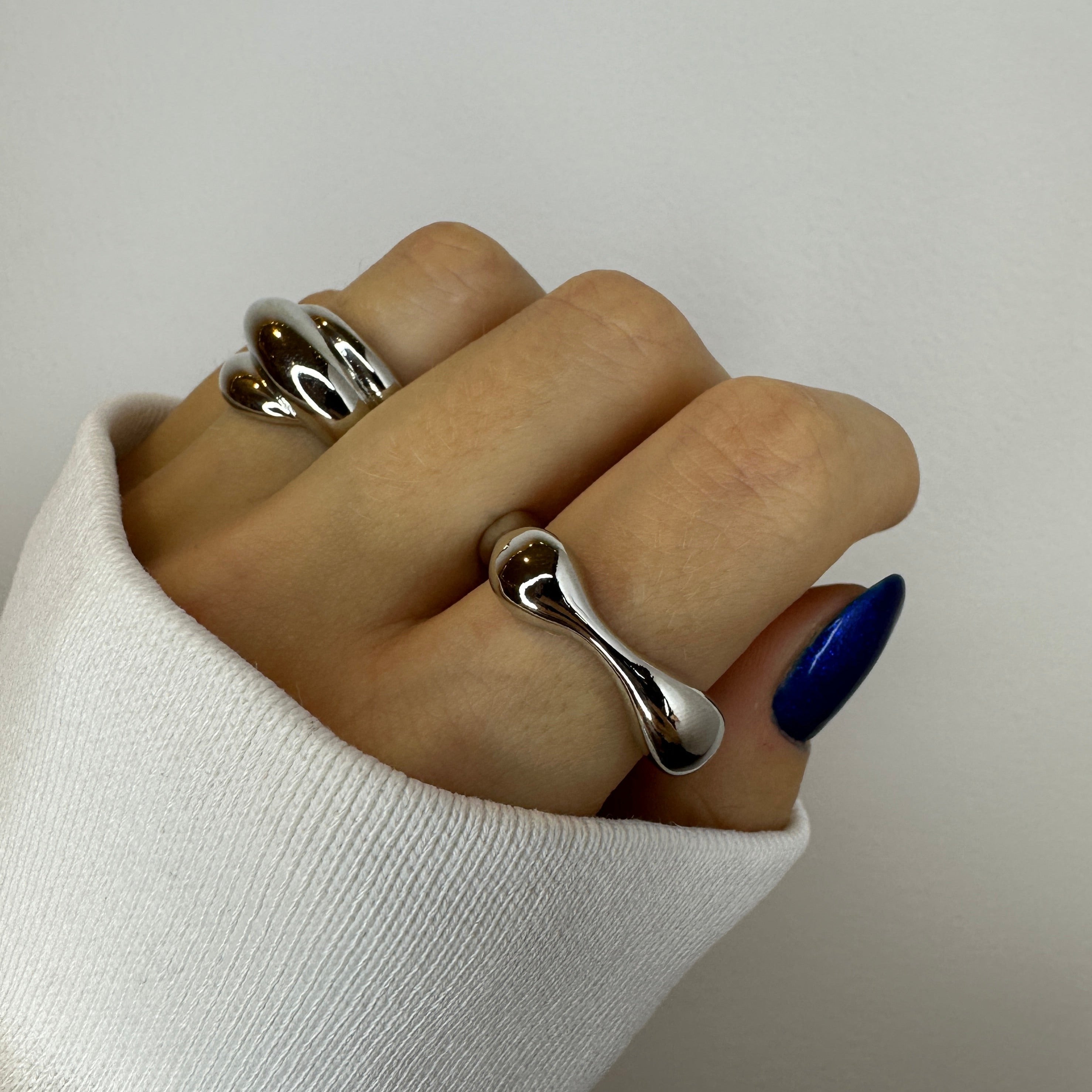Silver Geometric Rings | Twisted Chunky Irregular Ocean Boutique Gift