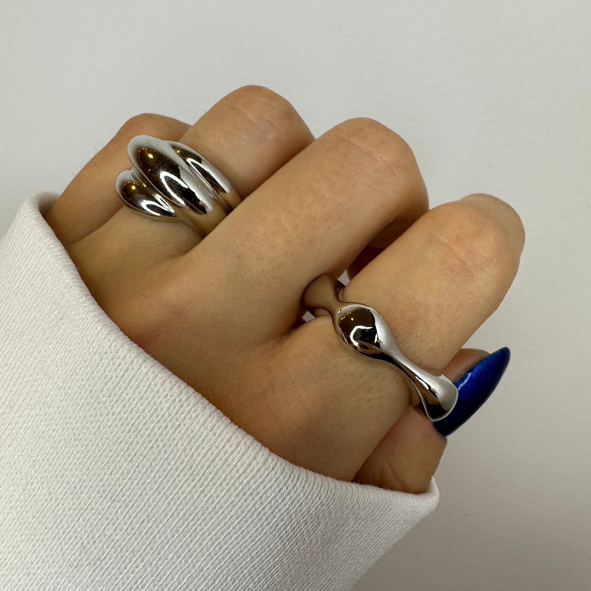 Silver Chunky Wrap adjustable rings