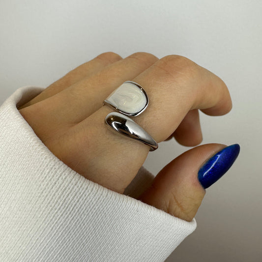 Unique White Silver Ring