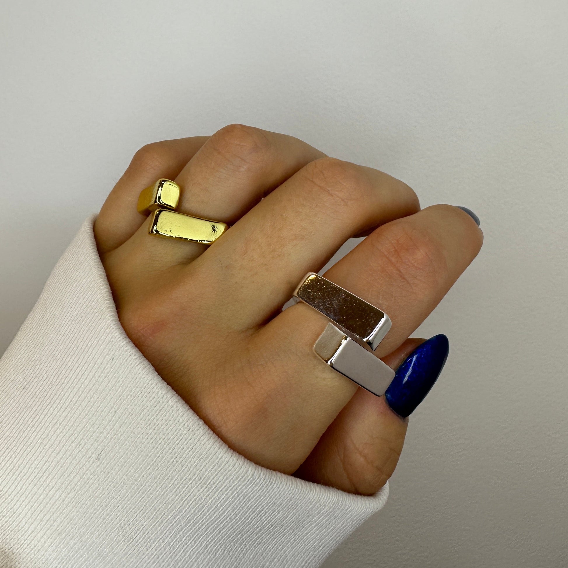 Signet Gold and Silver Bar Rings