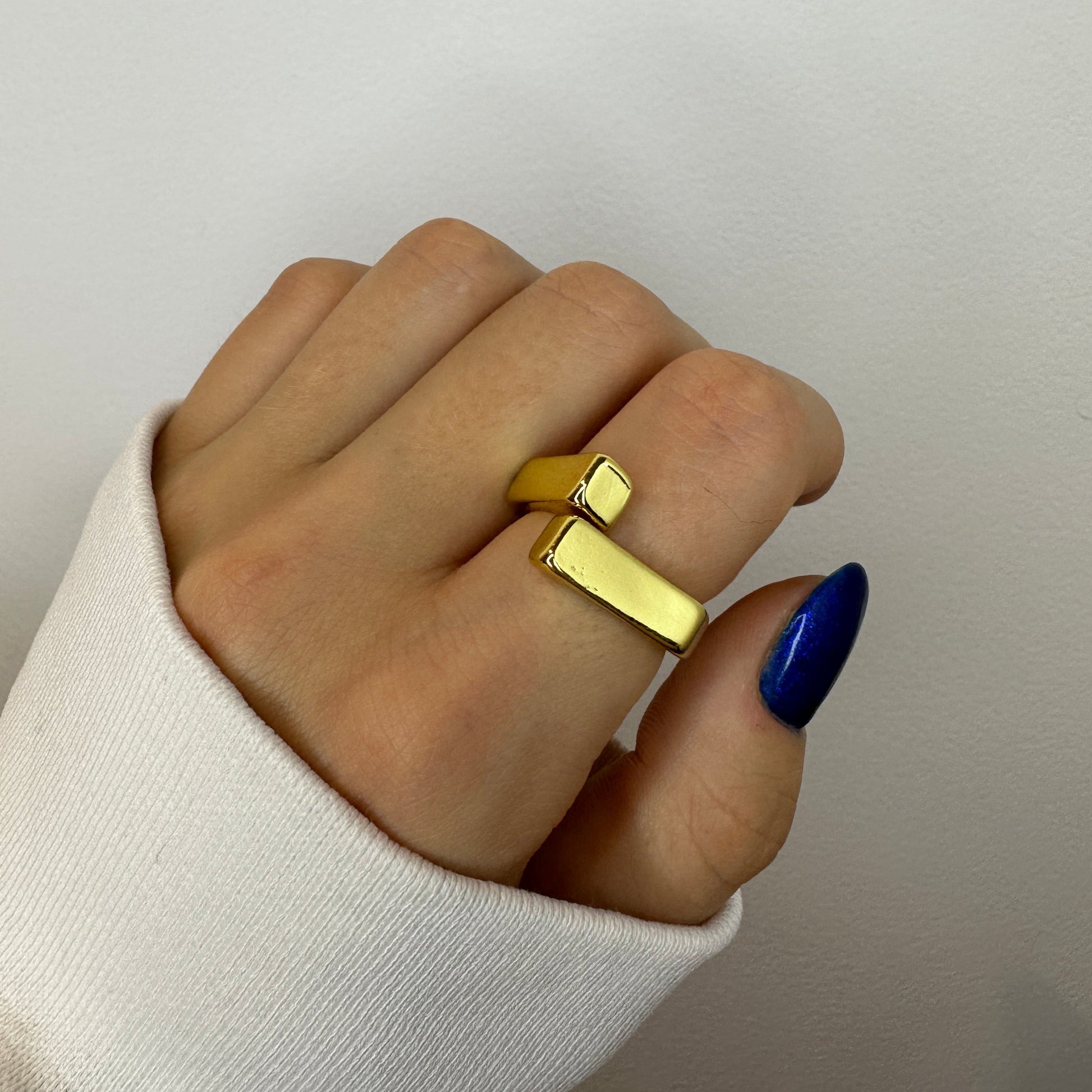 Signet Gold and Silver Bar Rings
