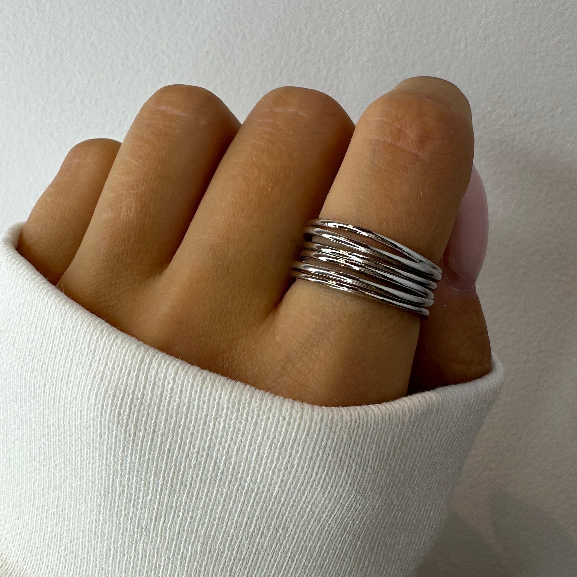 Chunky Silver Layered Ring