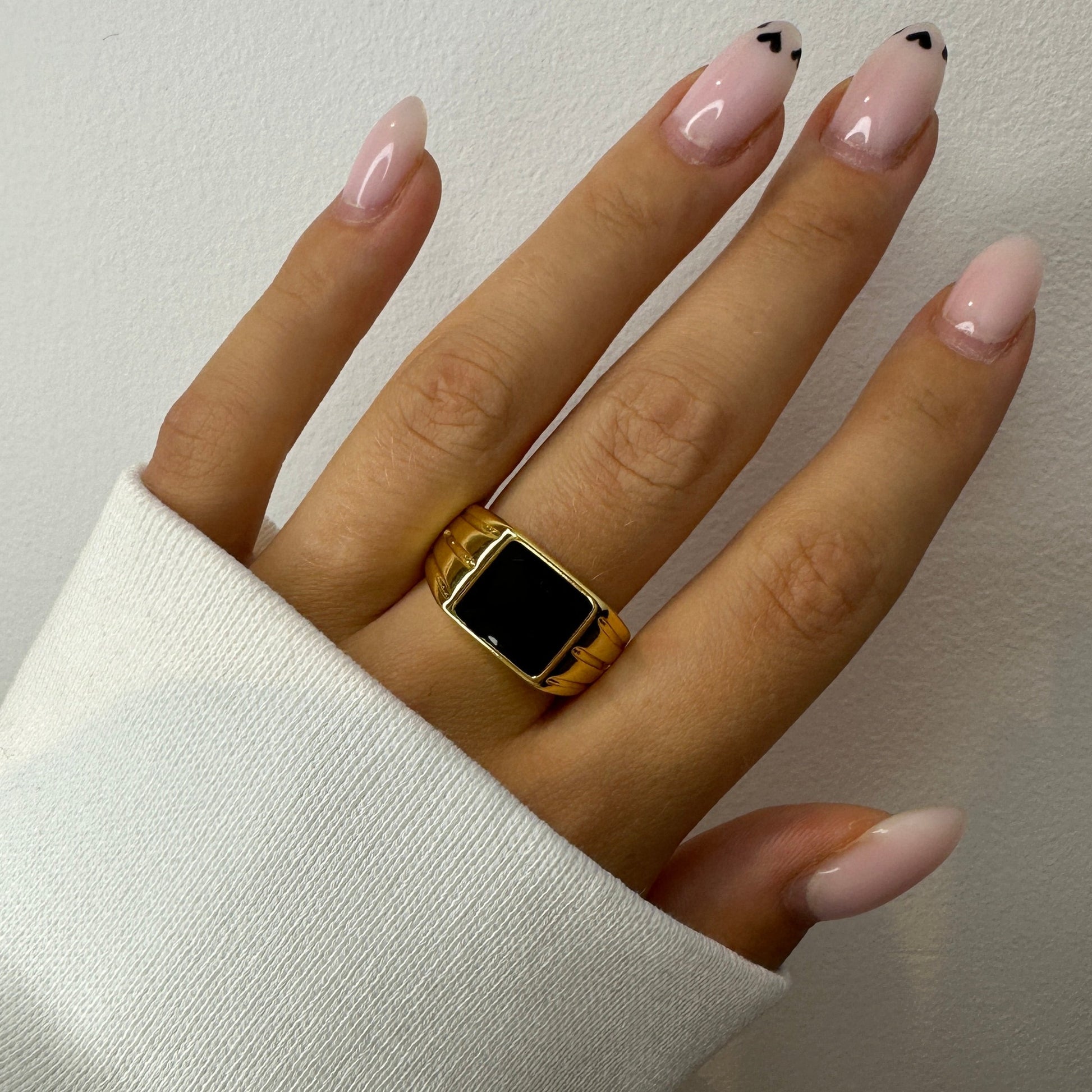 Unisex Gold Onyx Rings 