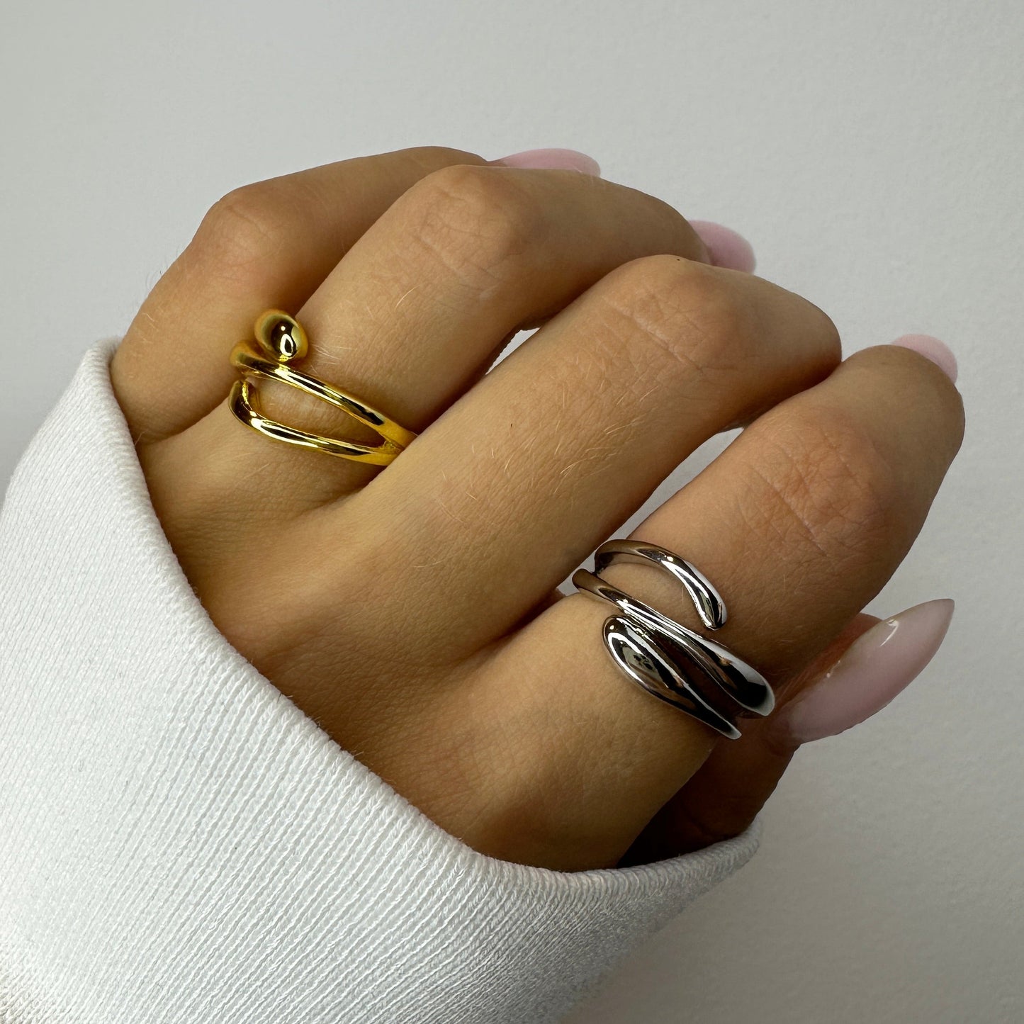 Silver and Gold Layered Rings
