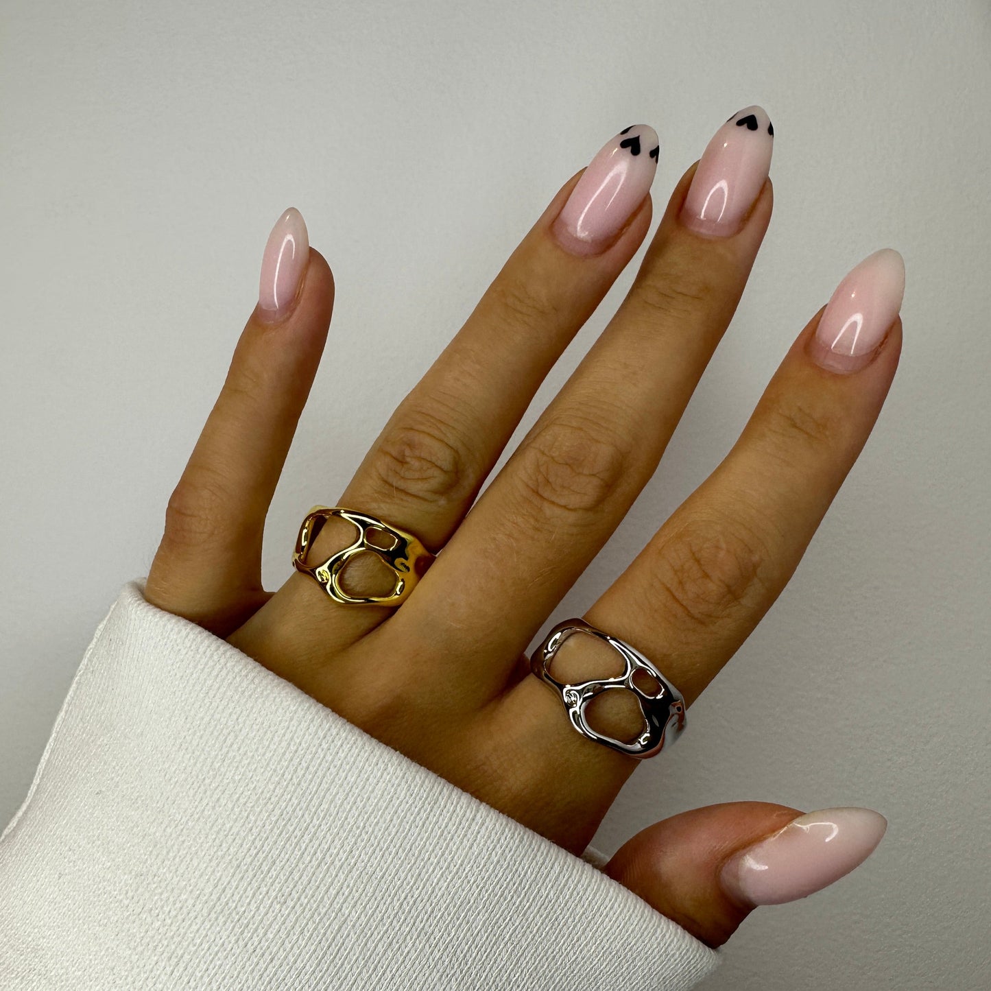 Silver and 18k Gold Geometric Rings 