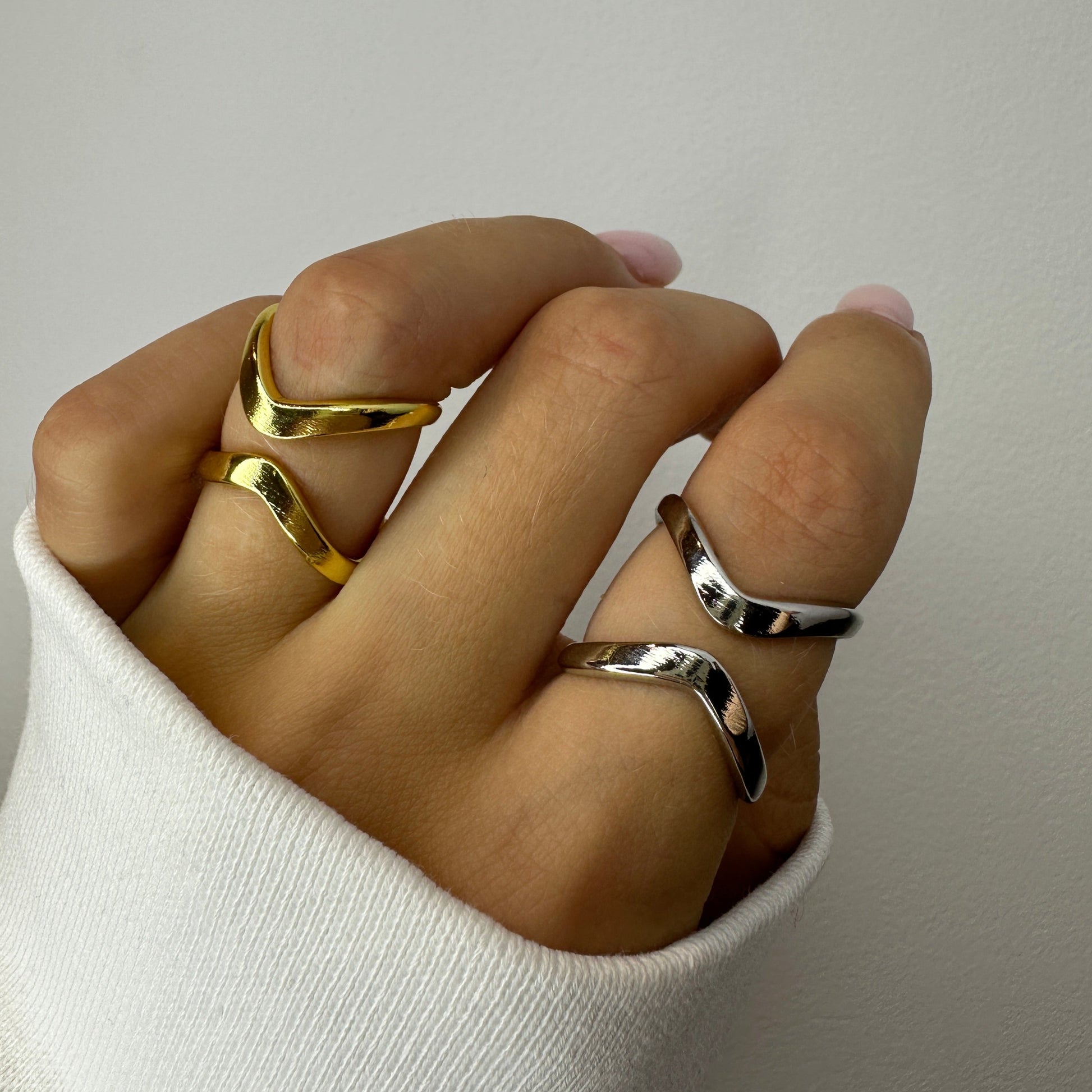 Silver and Gold Criss Cross Rings