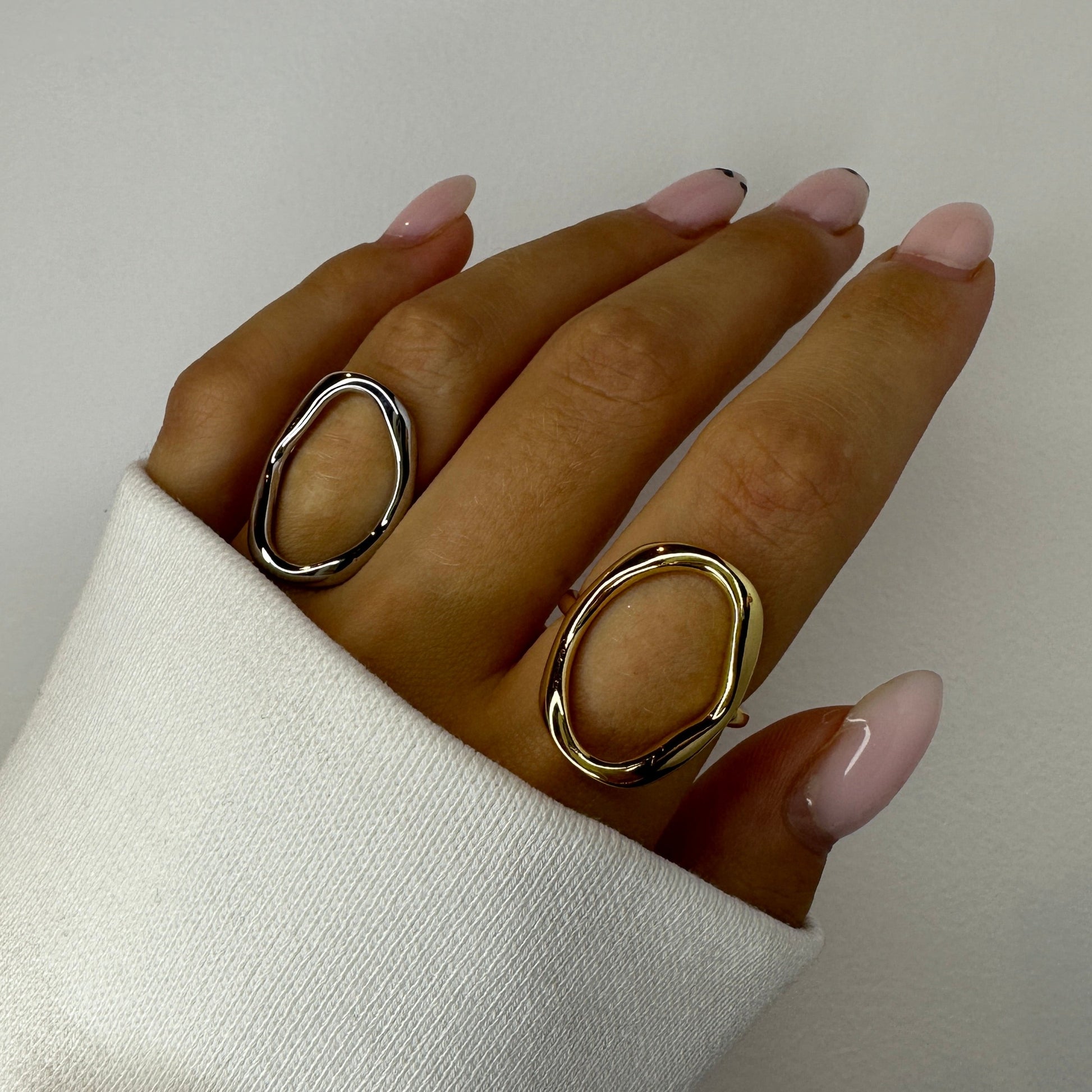 Silver and Gold Oval Rings
