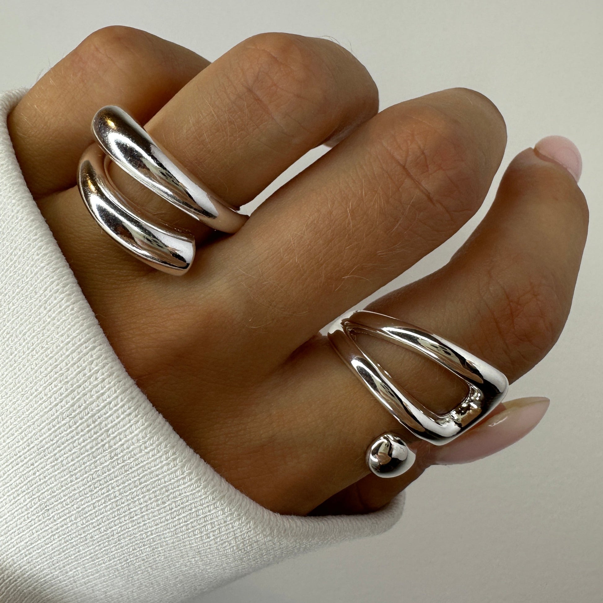Irregular Hollow Open Rings, Unique Silver Ring, Abstract Silver Ring,  Unusual Shaped Ring, Adjustable Rings,gift for Her or Him 