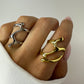 Large Geometric Silver and Gold Rings