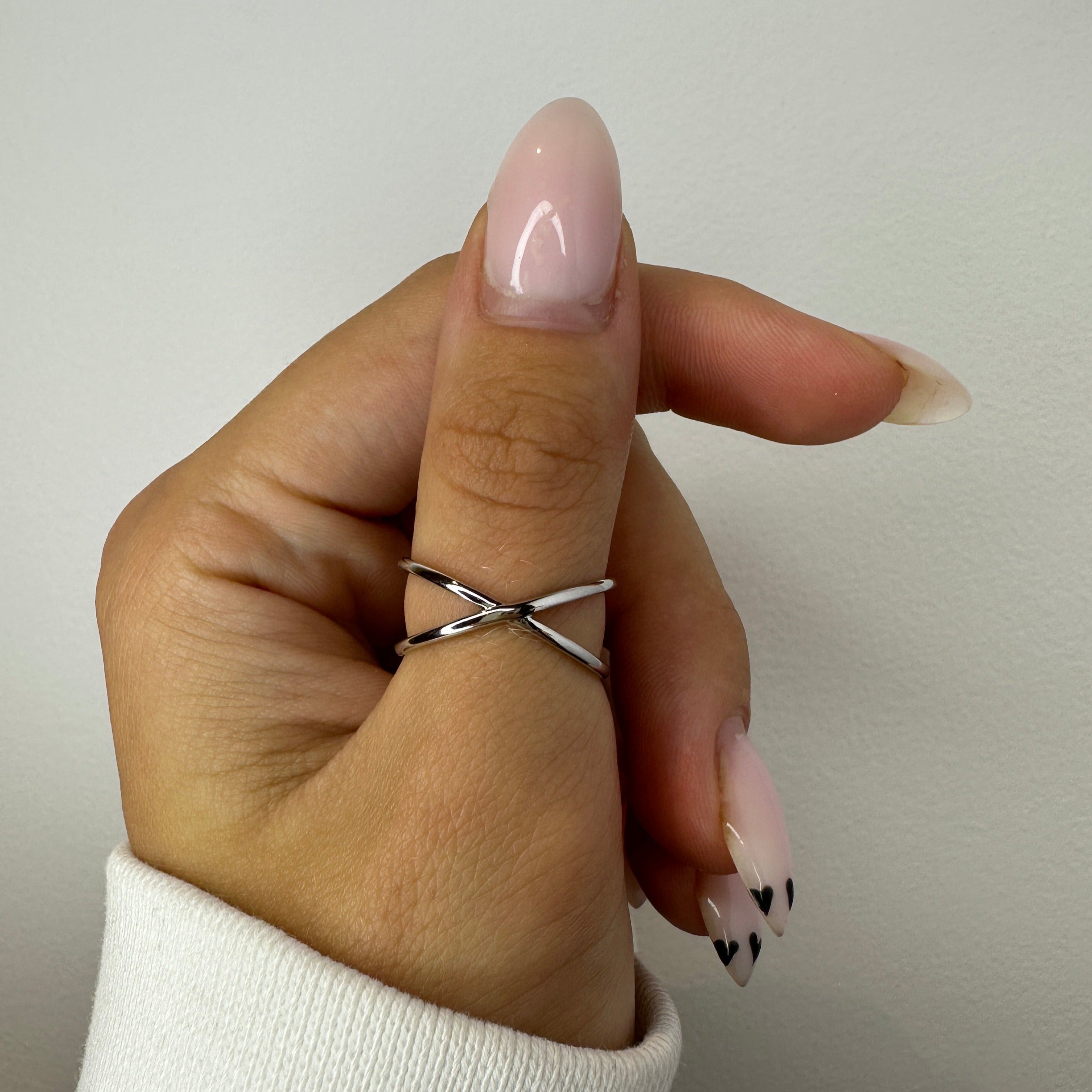 Silver Criss Cross Ring | Twisted Irregular Abstract Ring – Ocean