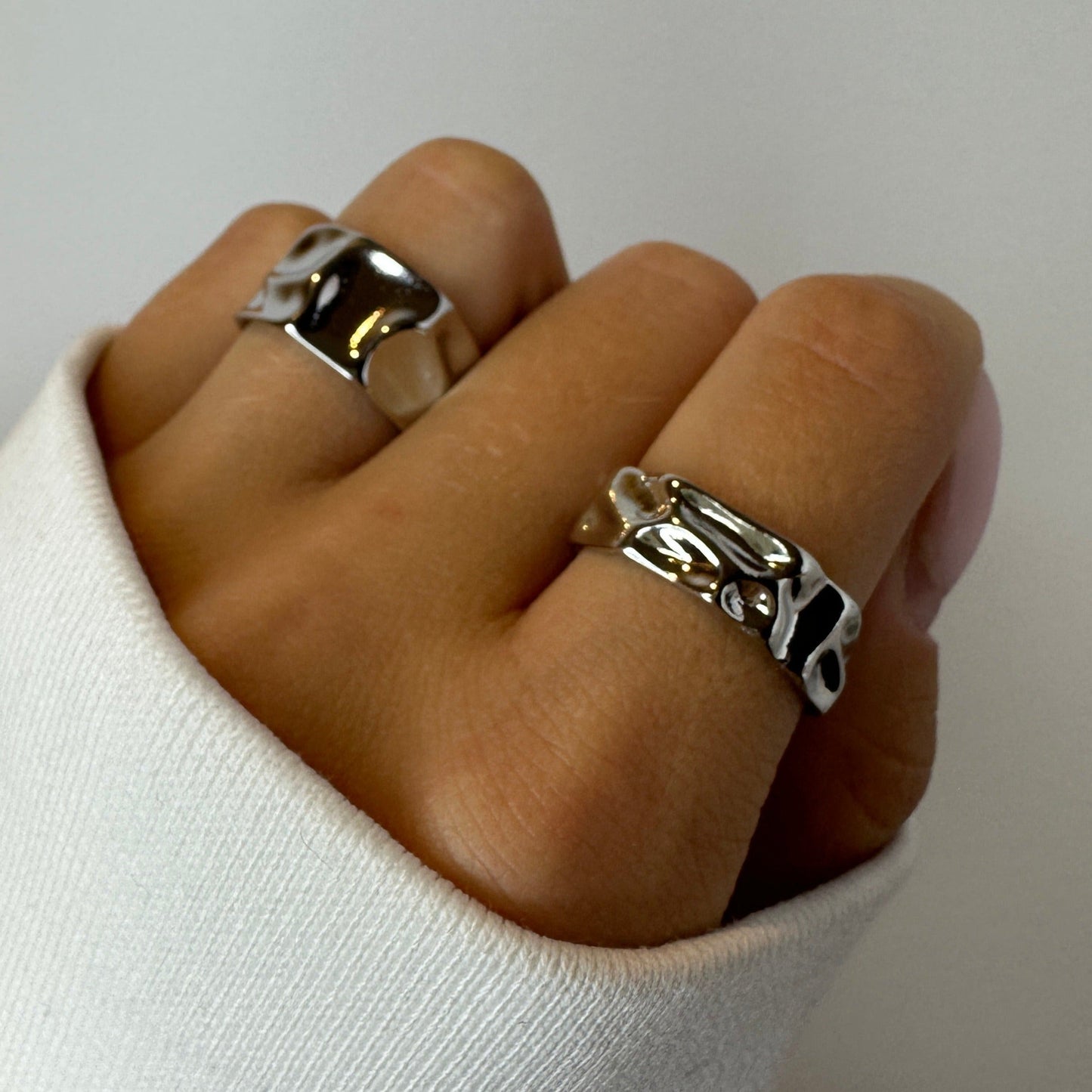 Silver Chunky Textured Ring