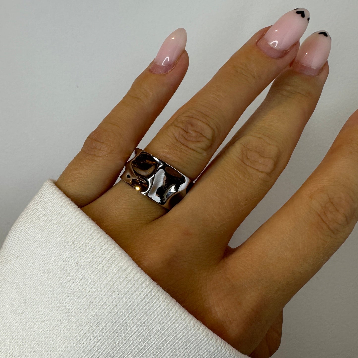 Chunky Thick Irregular Hammered Silver Ring 