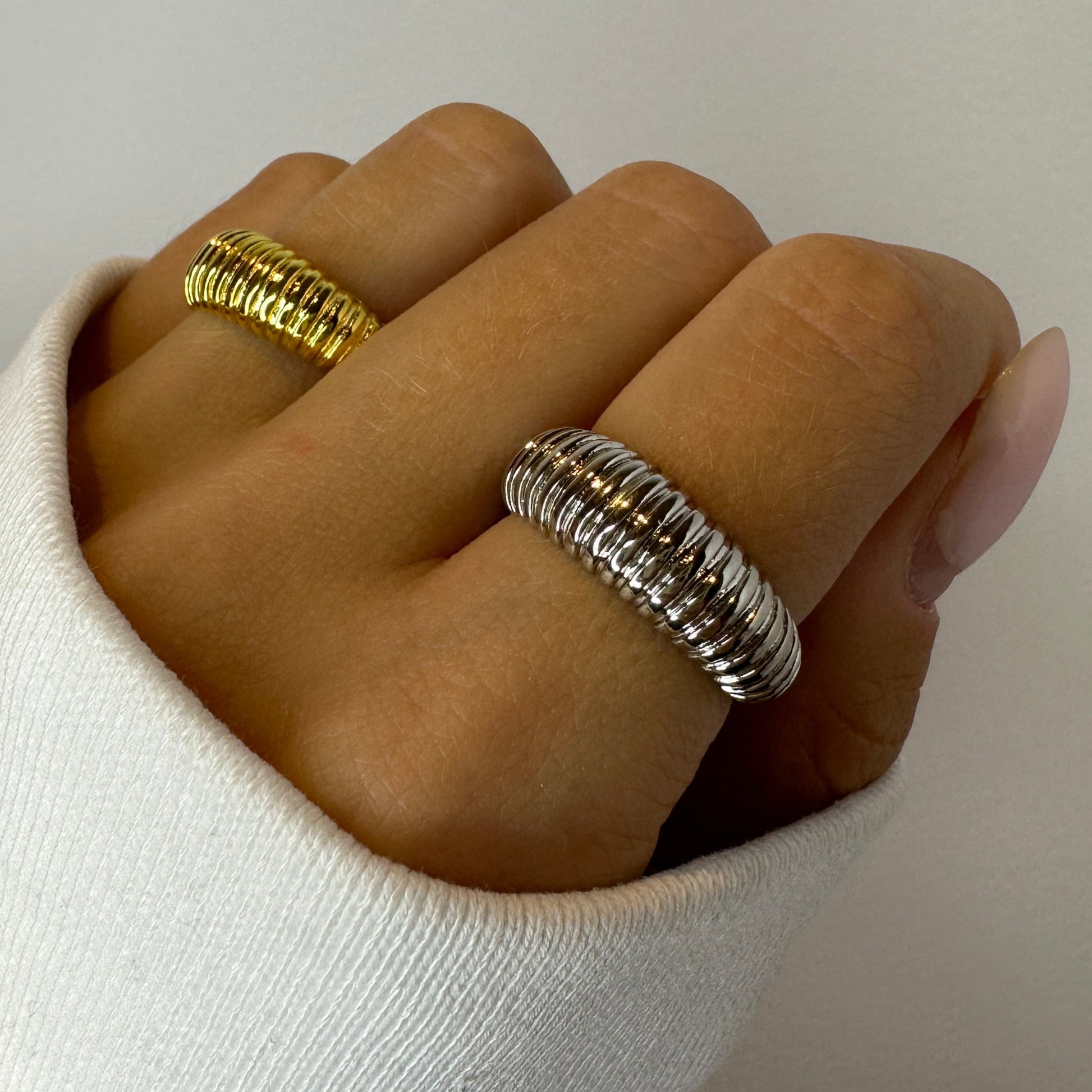 Silver and Gold Chunky Dainty Ring