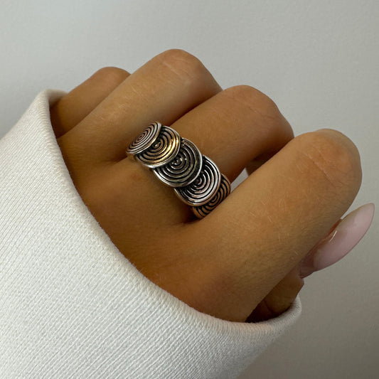 Circular Wide Band Silver Ring