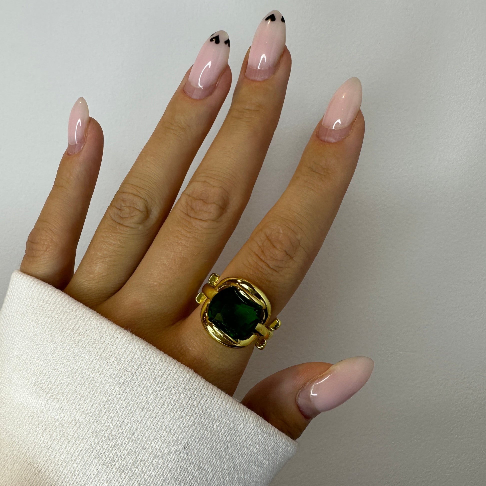 Signet Gold Ring with Green Emerald Stone