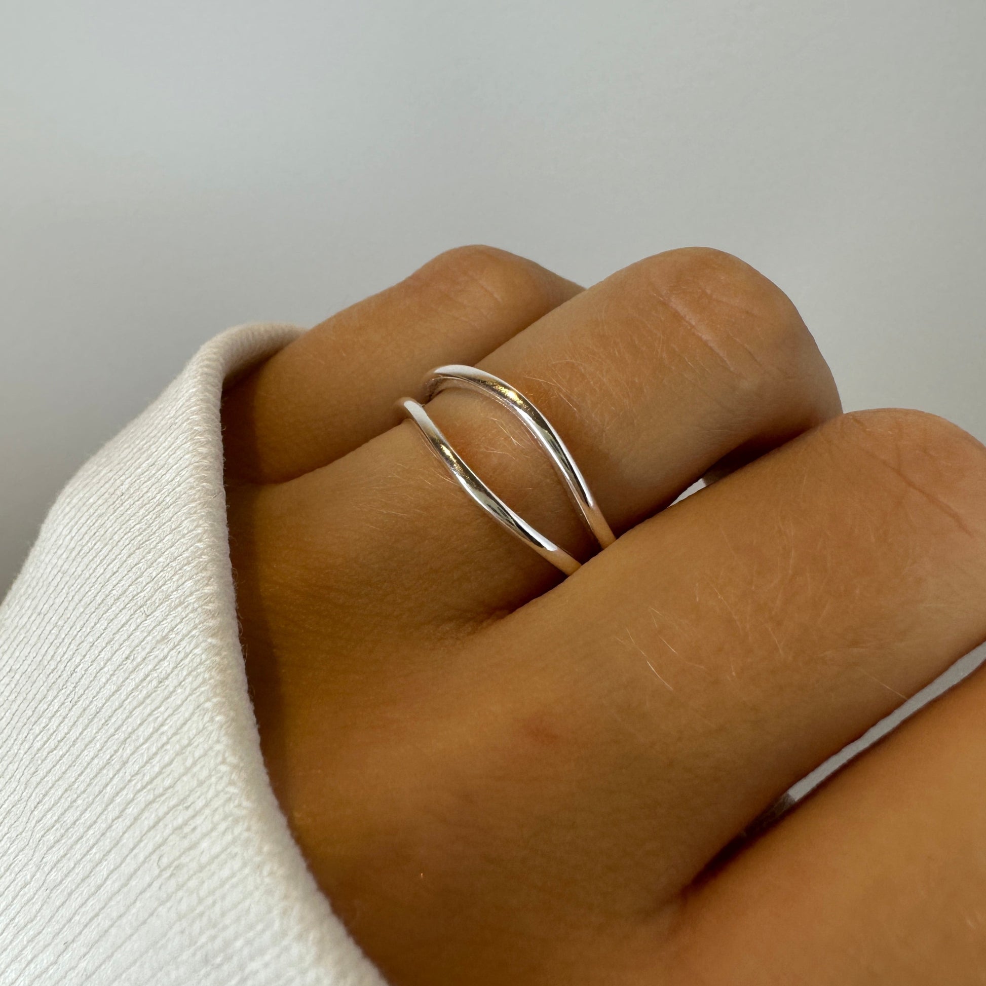 Chain Chunky Ring Silver Set 