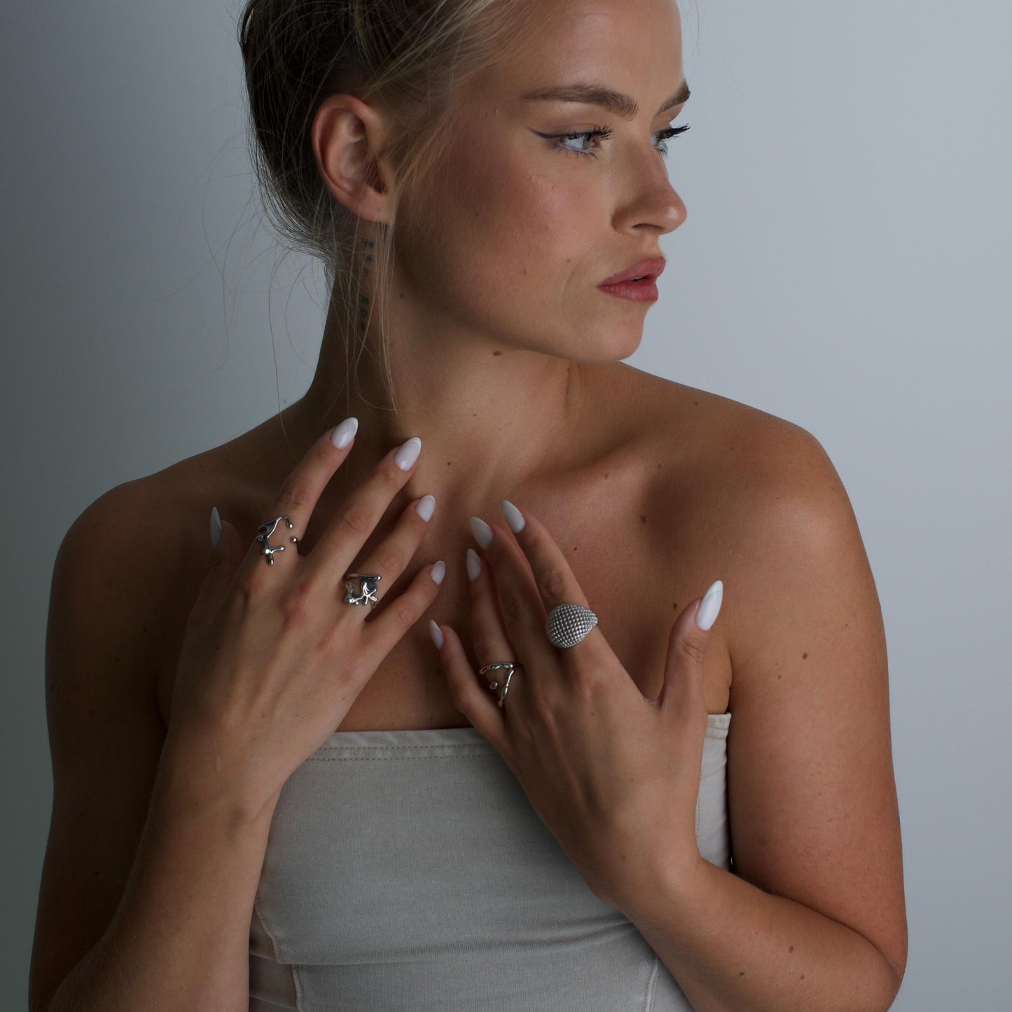 Irregular Silver Ring set
