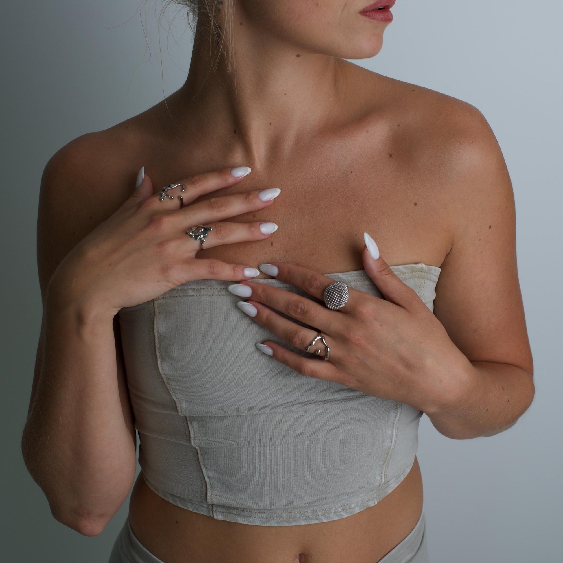 Irregular Silver Ring set