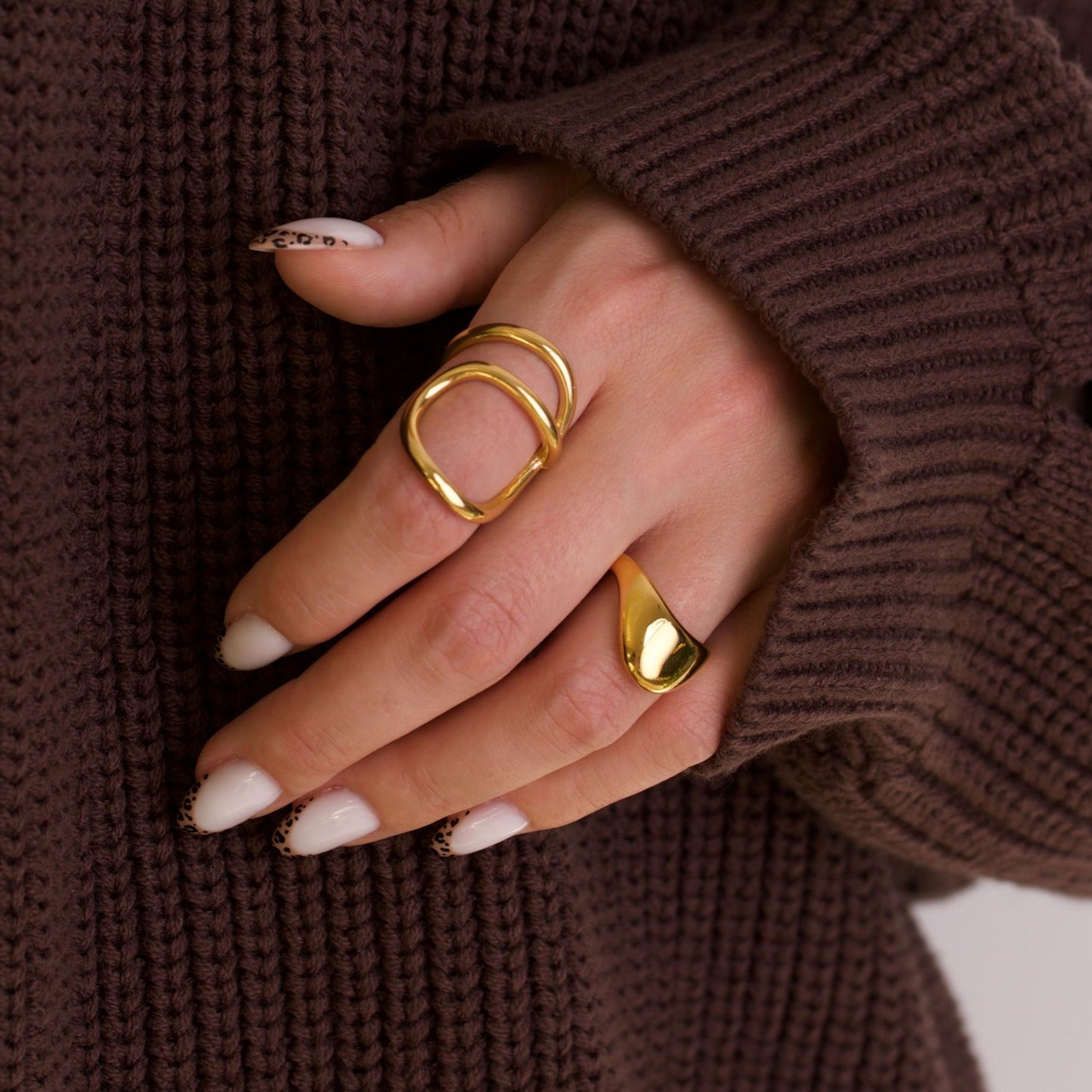 Liquid Metal Irregular Gold Rings