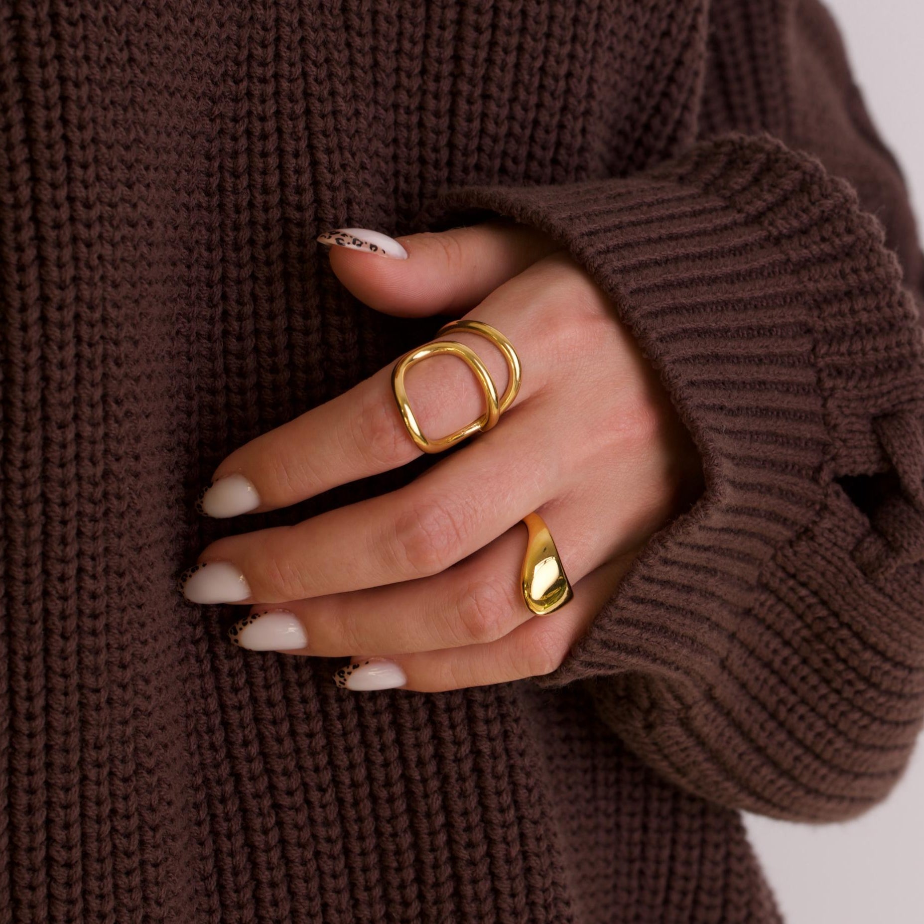 Liquid Metal Irregular Gold Rings
