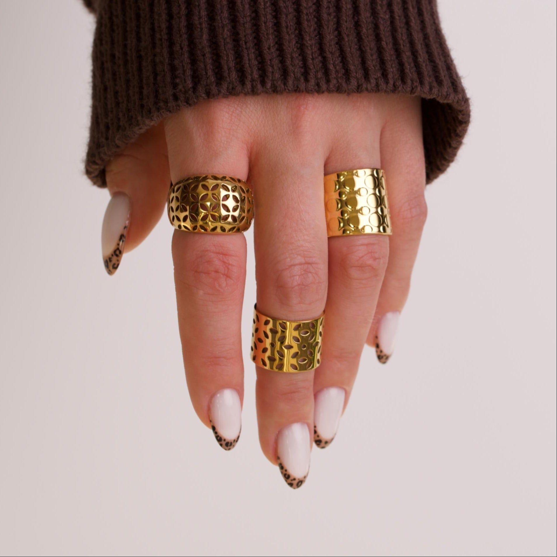 Luna 18k Gold Chunky 3 Ring Set