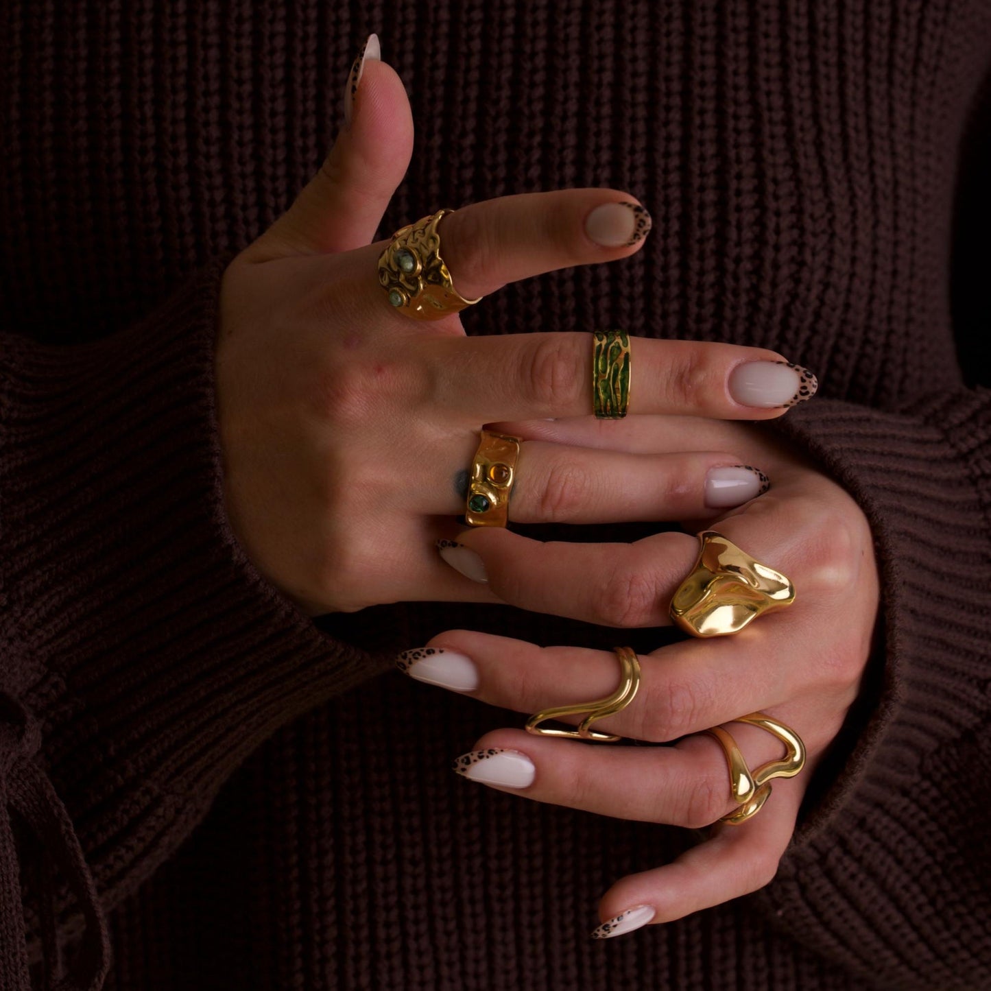 Luna 18k Gold Chunky 3 Ring Set