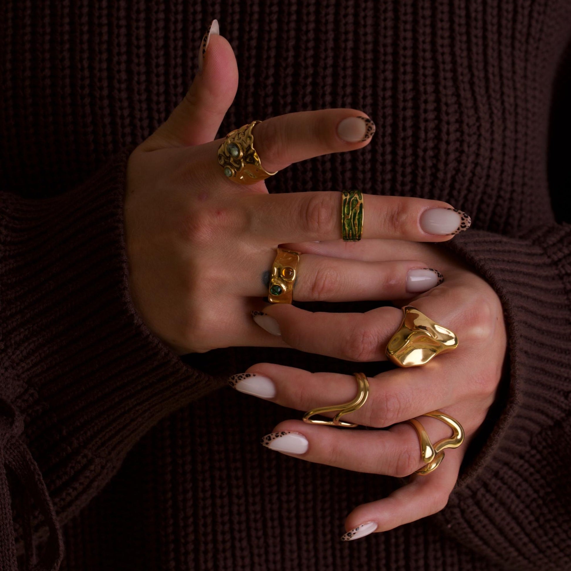 Luna 18k Gold Chunky 3 Ring Set