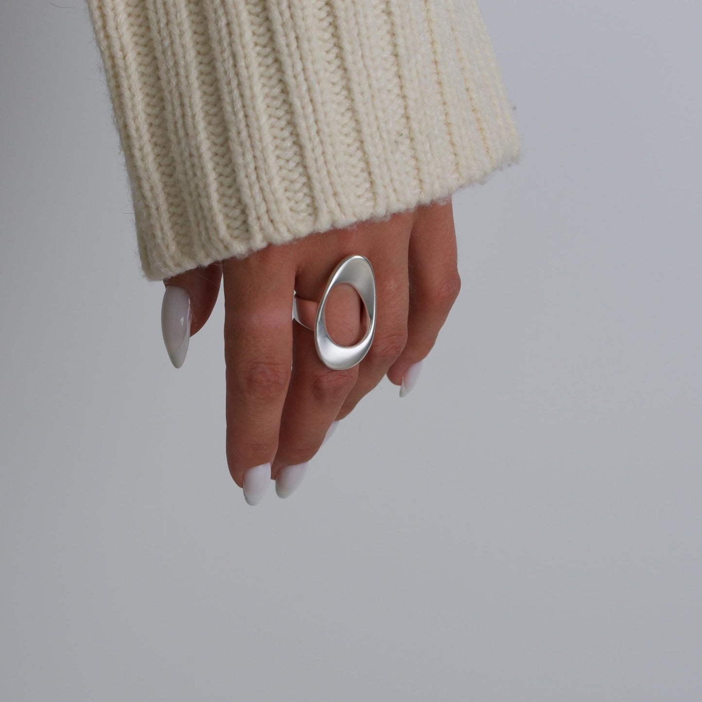 Modern Oval Silver Ring