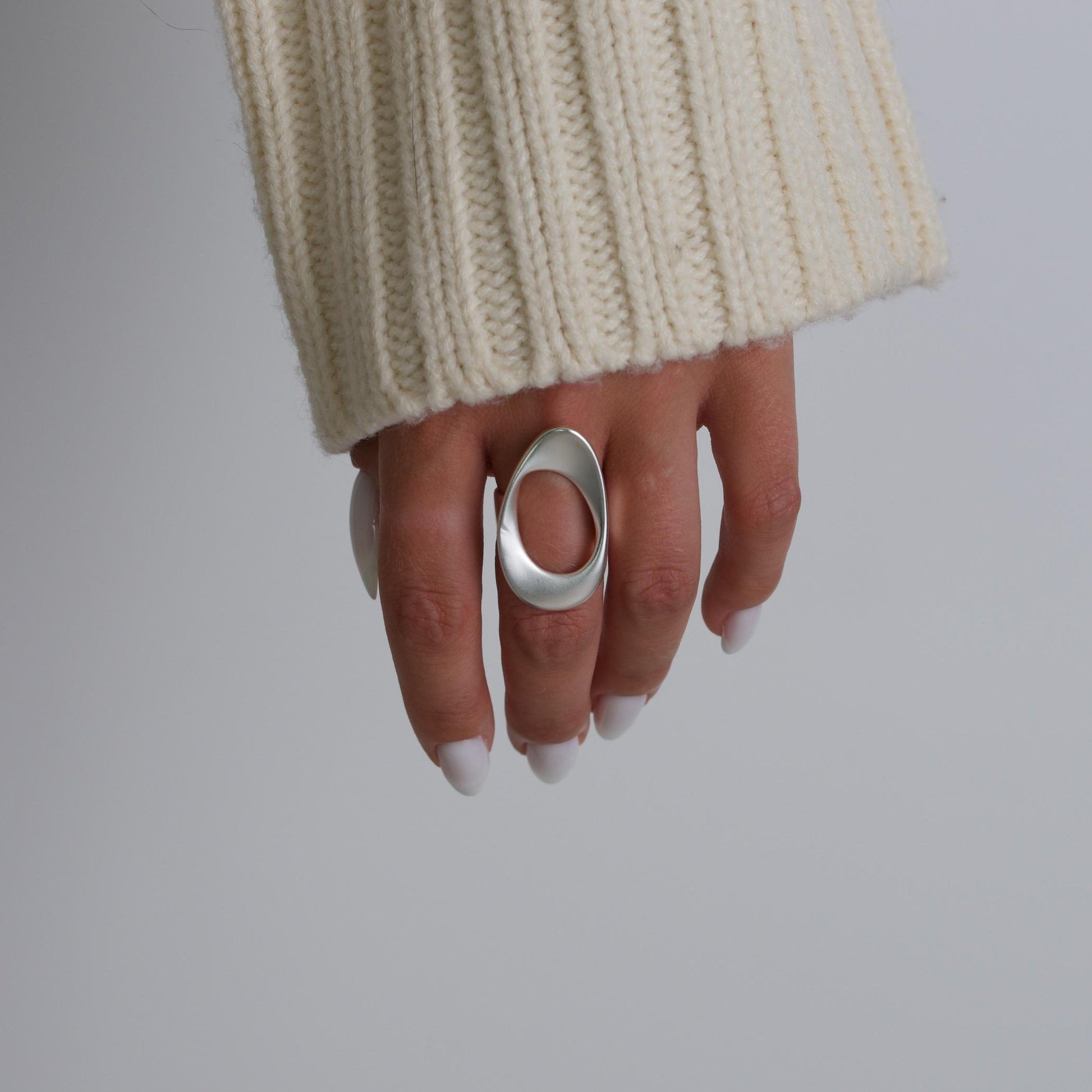 Modern Oval Silver Ring