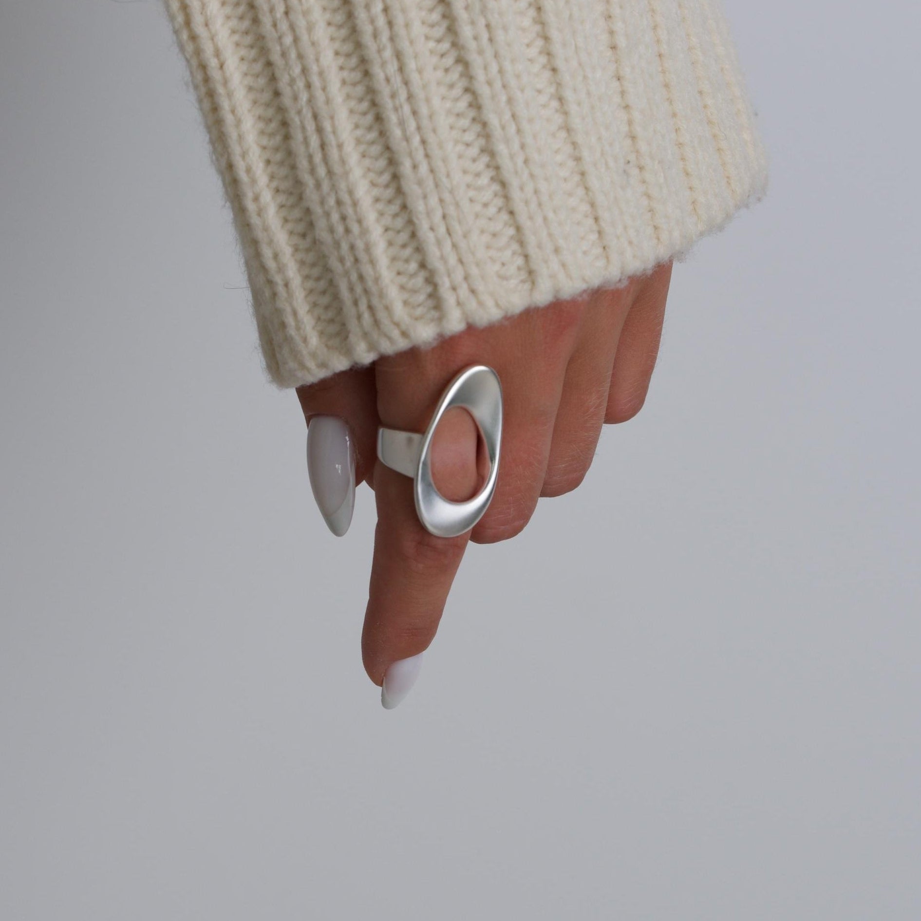 Modern Oval Silver Ring