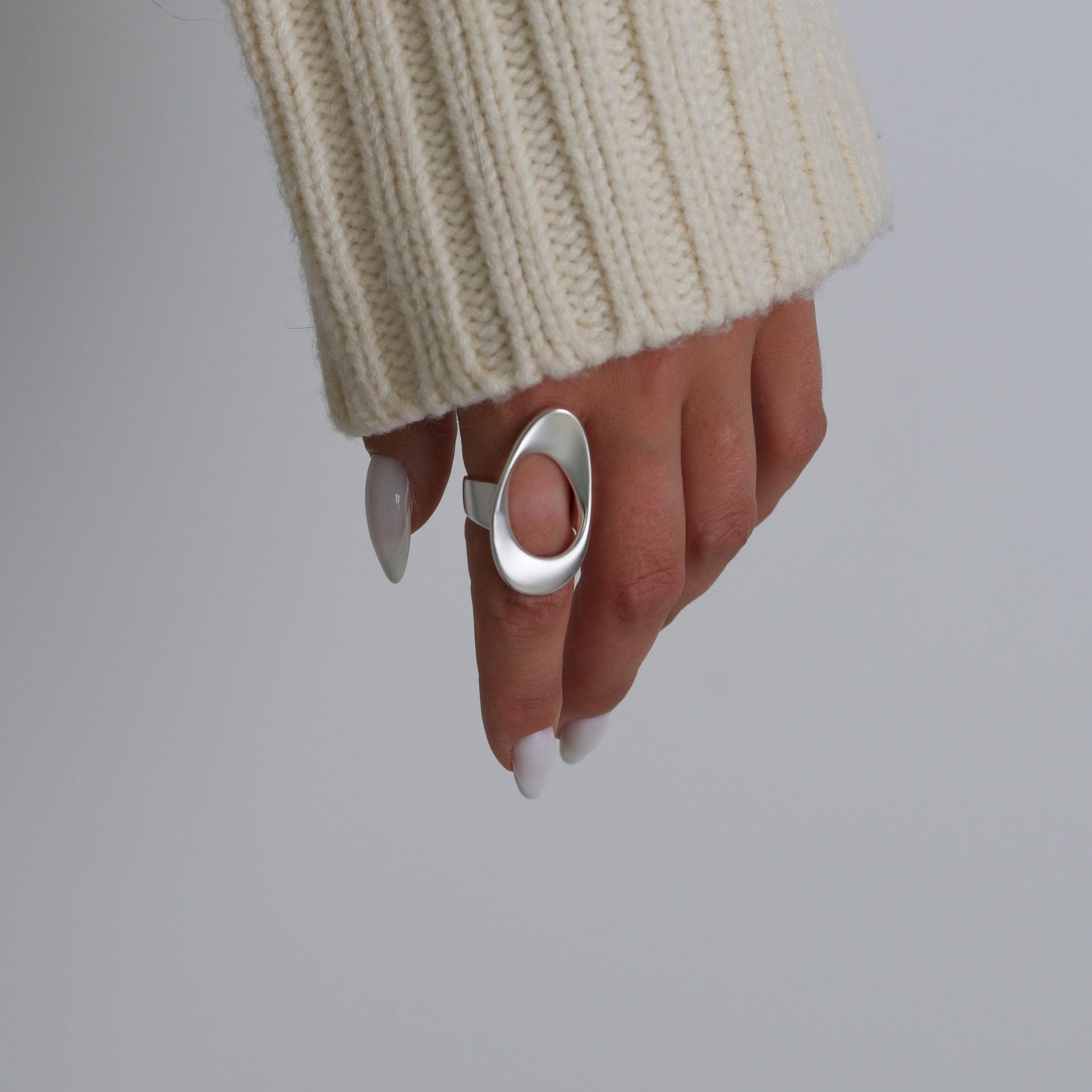 Modern Oval Silver Ring