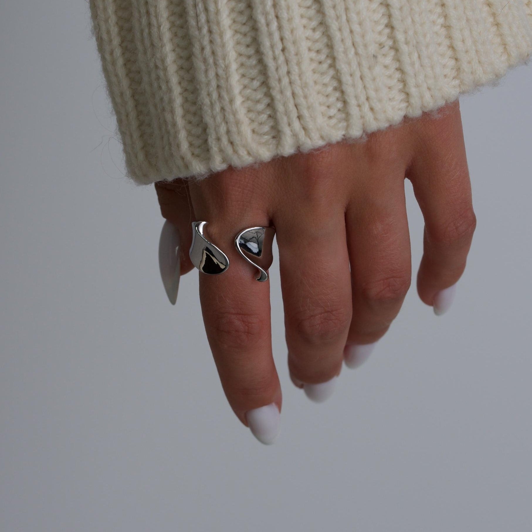 Molten Silver Open Ring