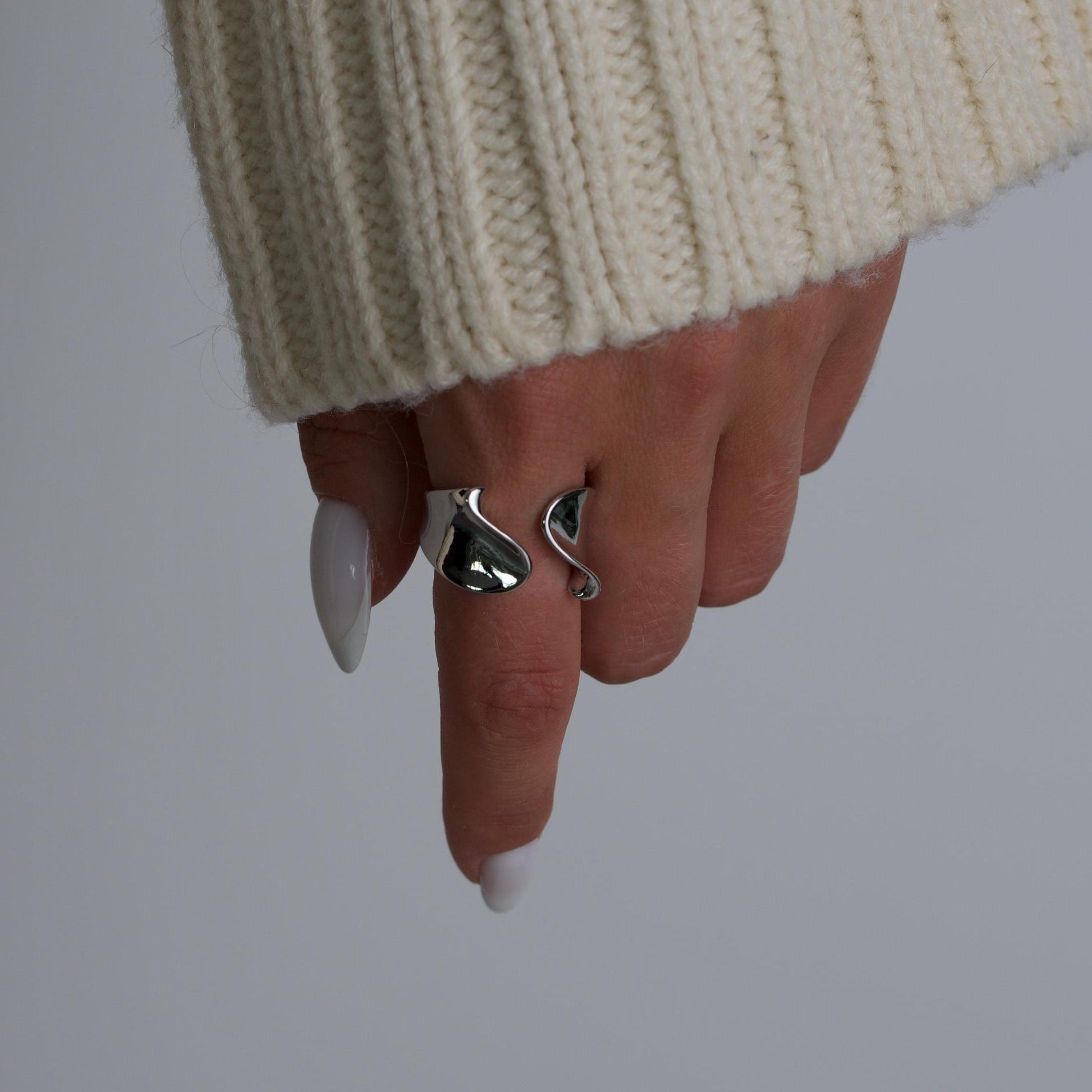 Molten Silver Open Ring
