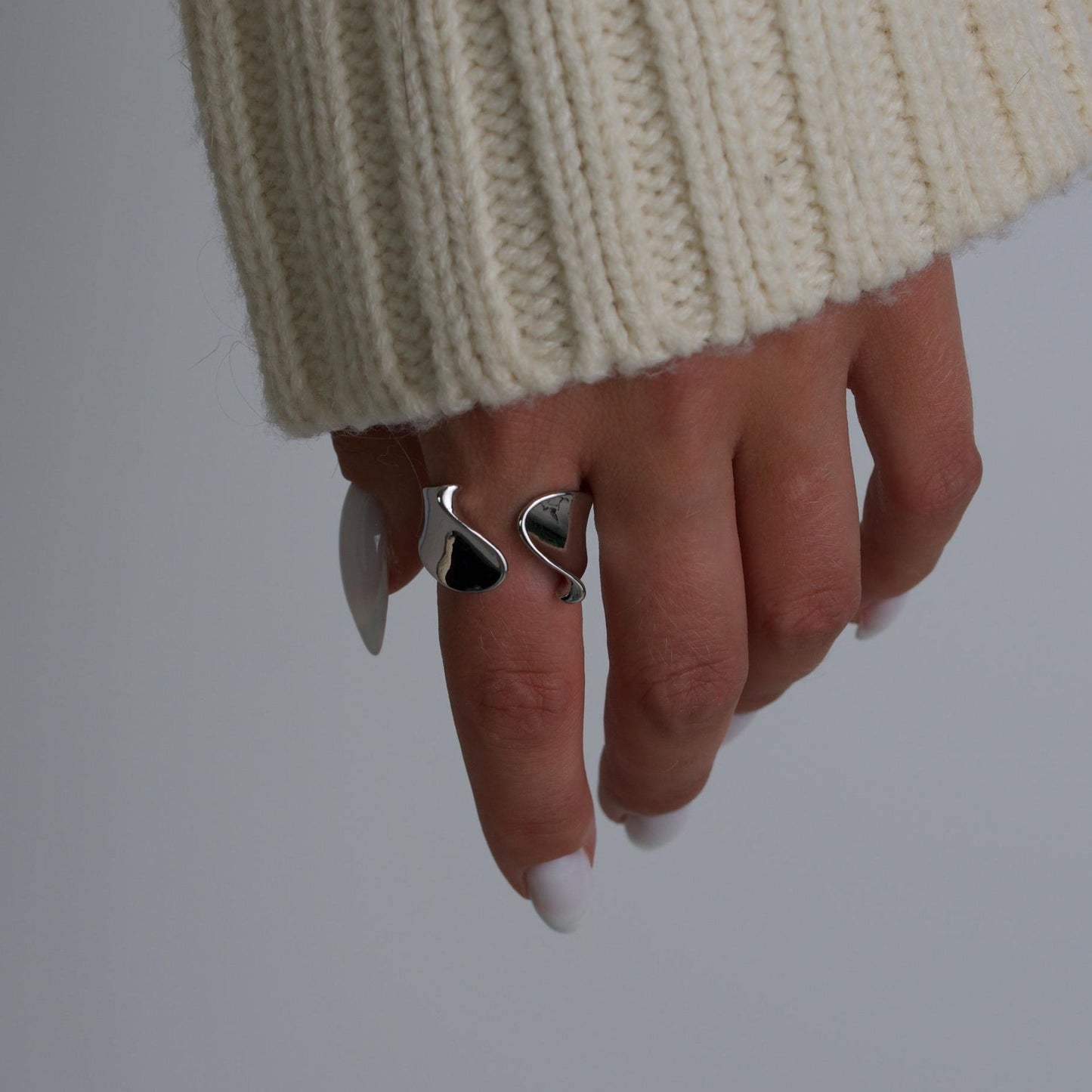 Molten Silver Open Ring
