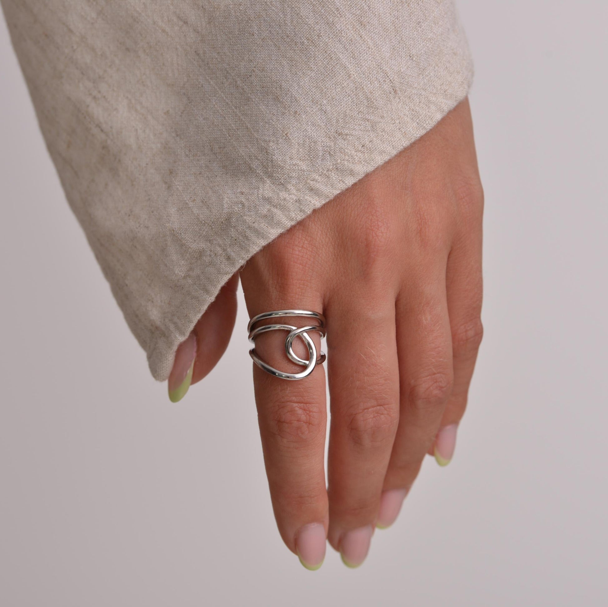 Multi Layer Silver Solid Ring