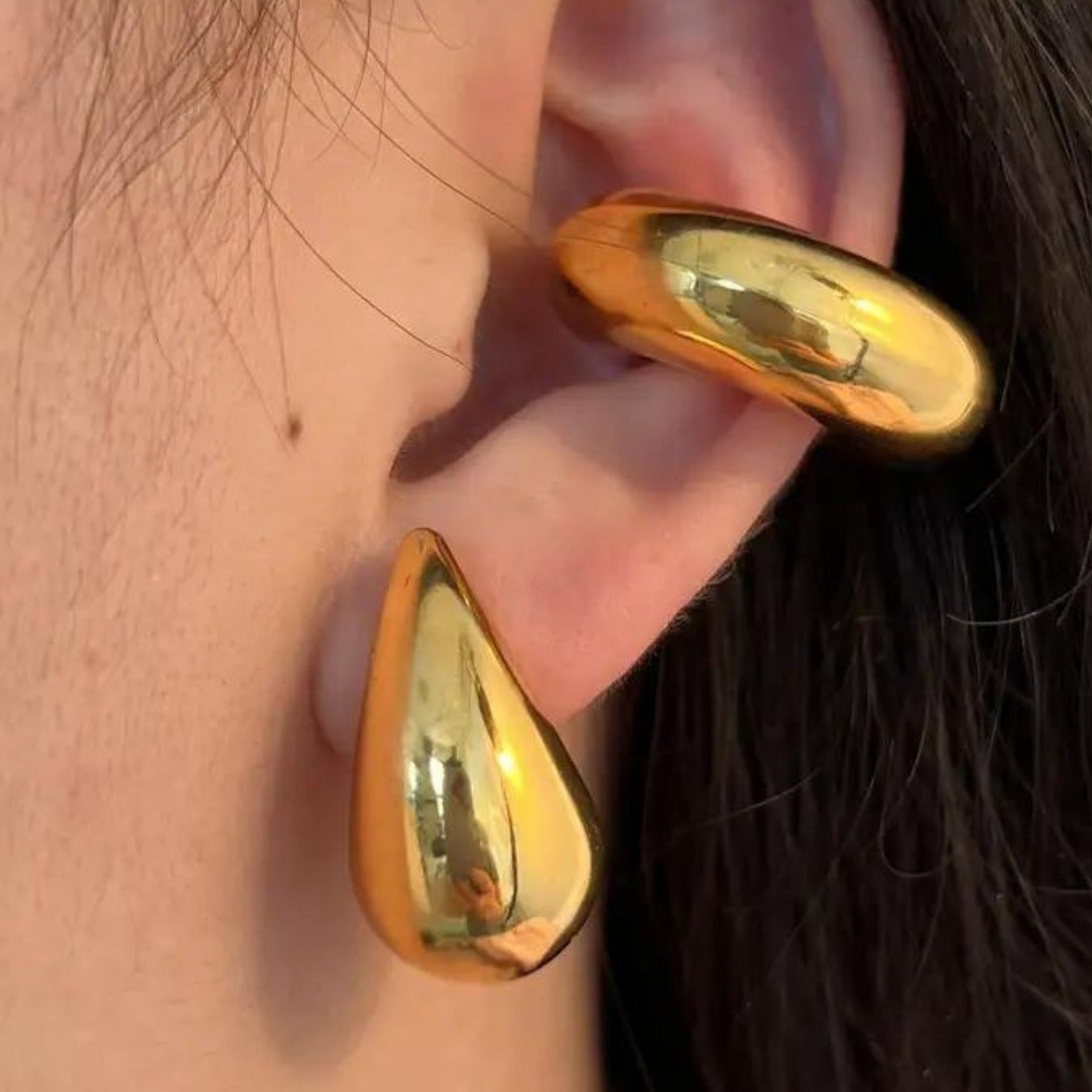 Chunky silver and gold earrings
