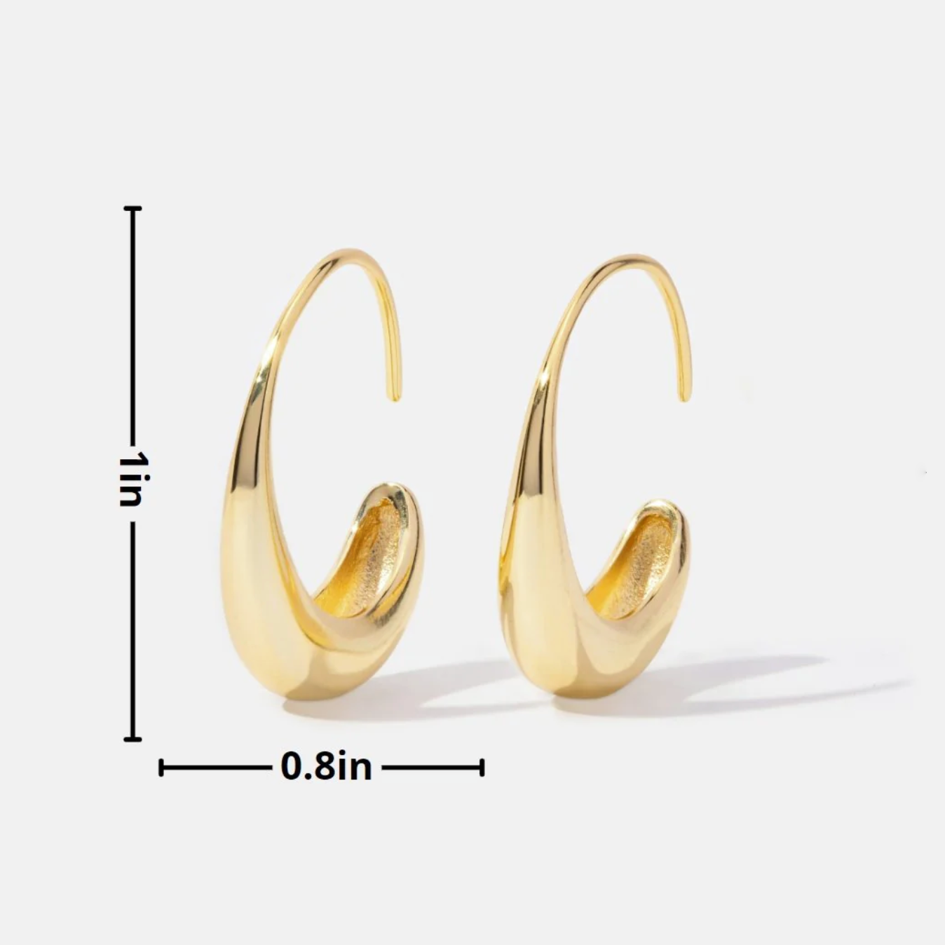 Large C form gold hoops for women
