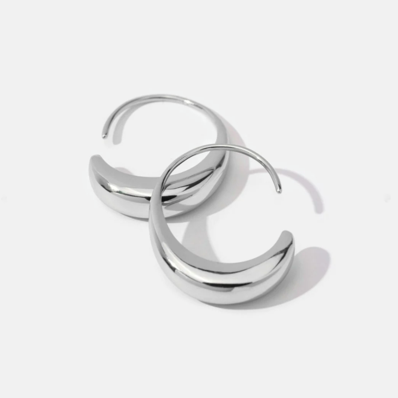 Large C form silver hoops for women