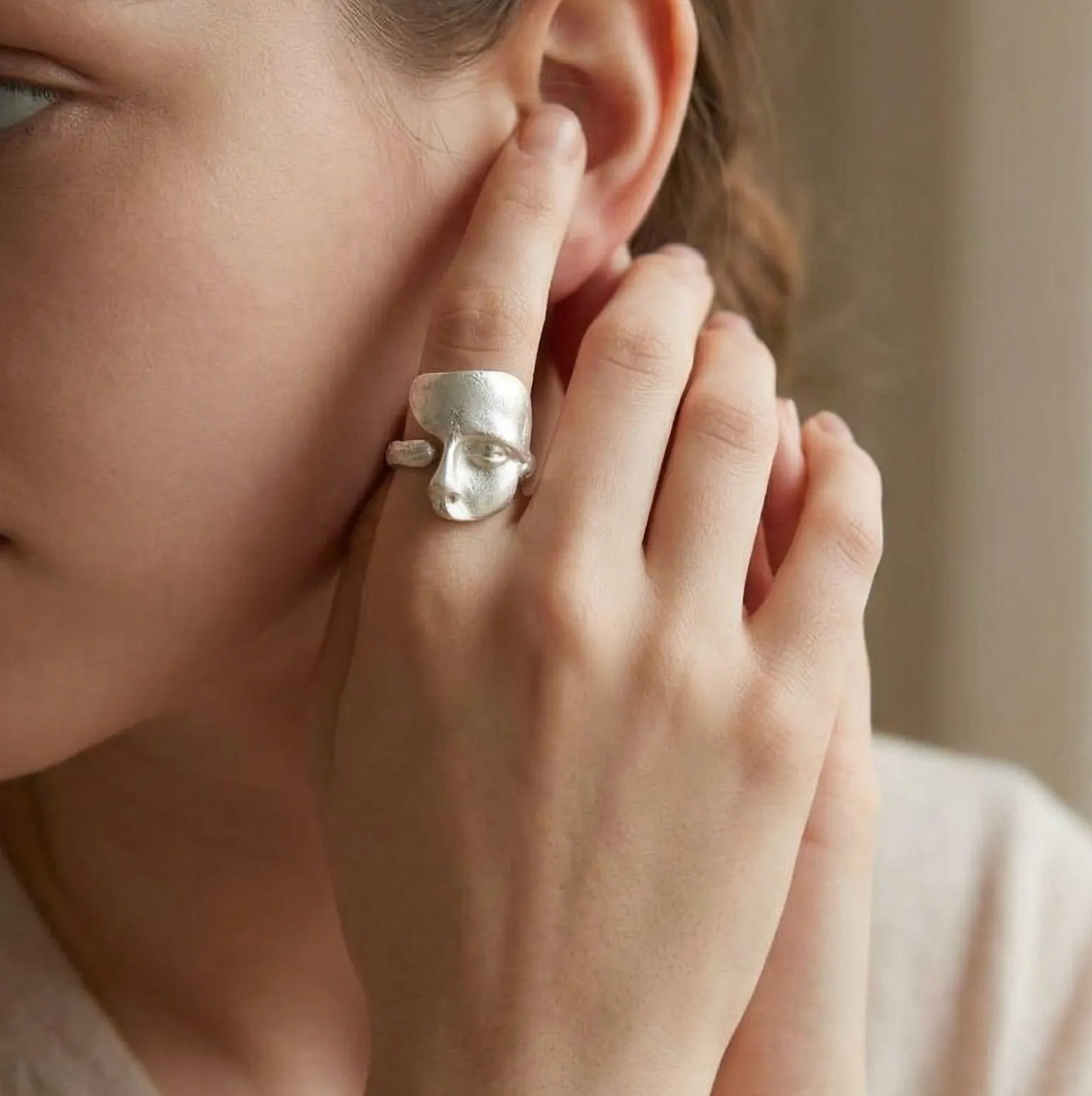 Unique Abstract Face Ring