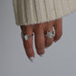 Silver Crystal Hammered Ring