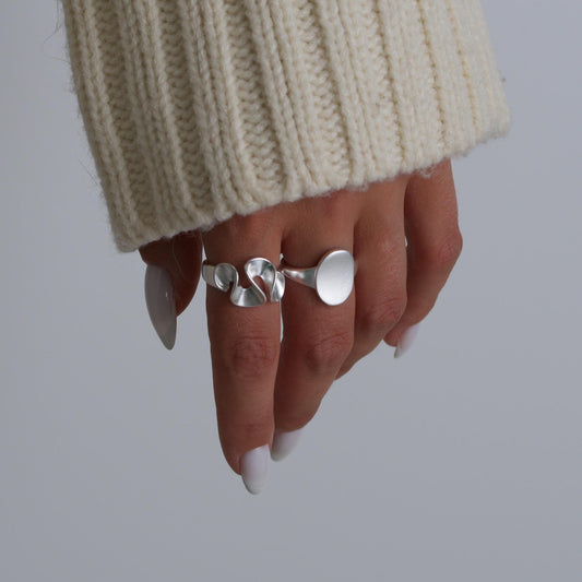Silver Minimalist Wave Ring