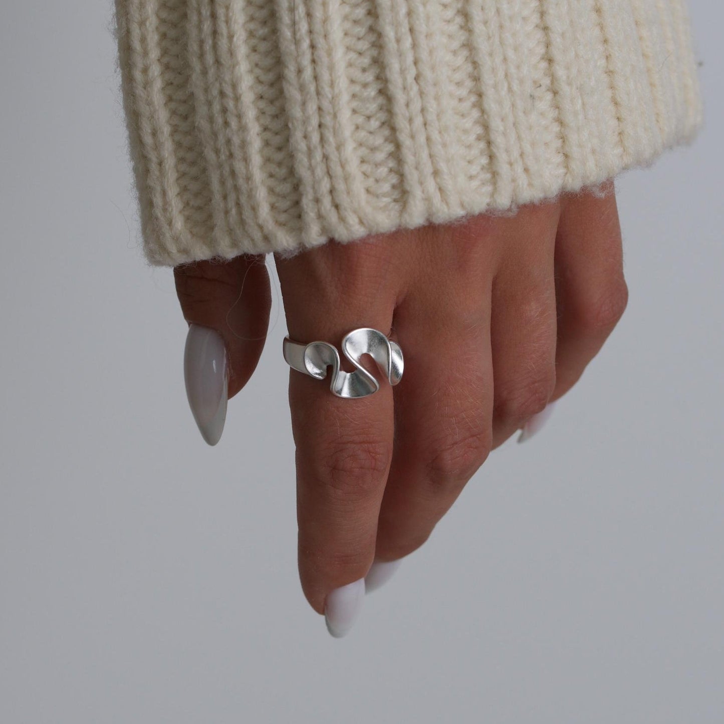 Silver Nature Geometric Rings