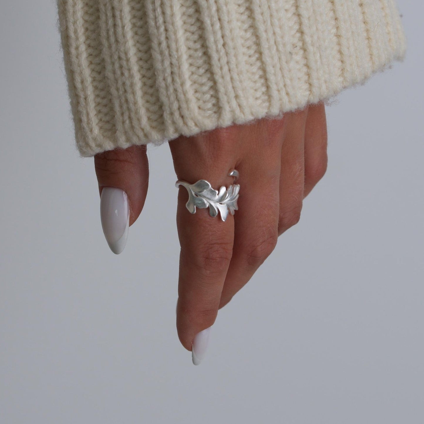 Silver Nature Geometric Rings