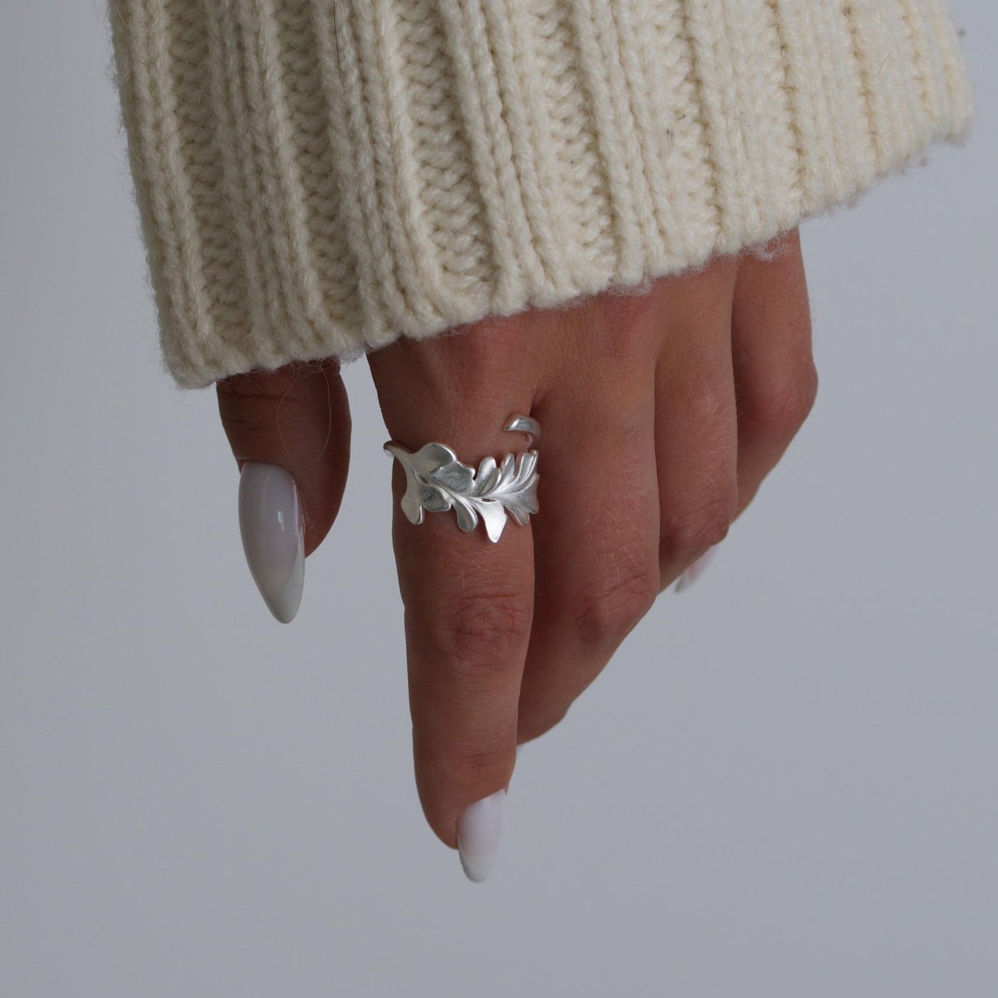 Silver Nature Geometric Rings