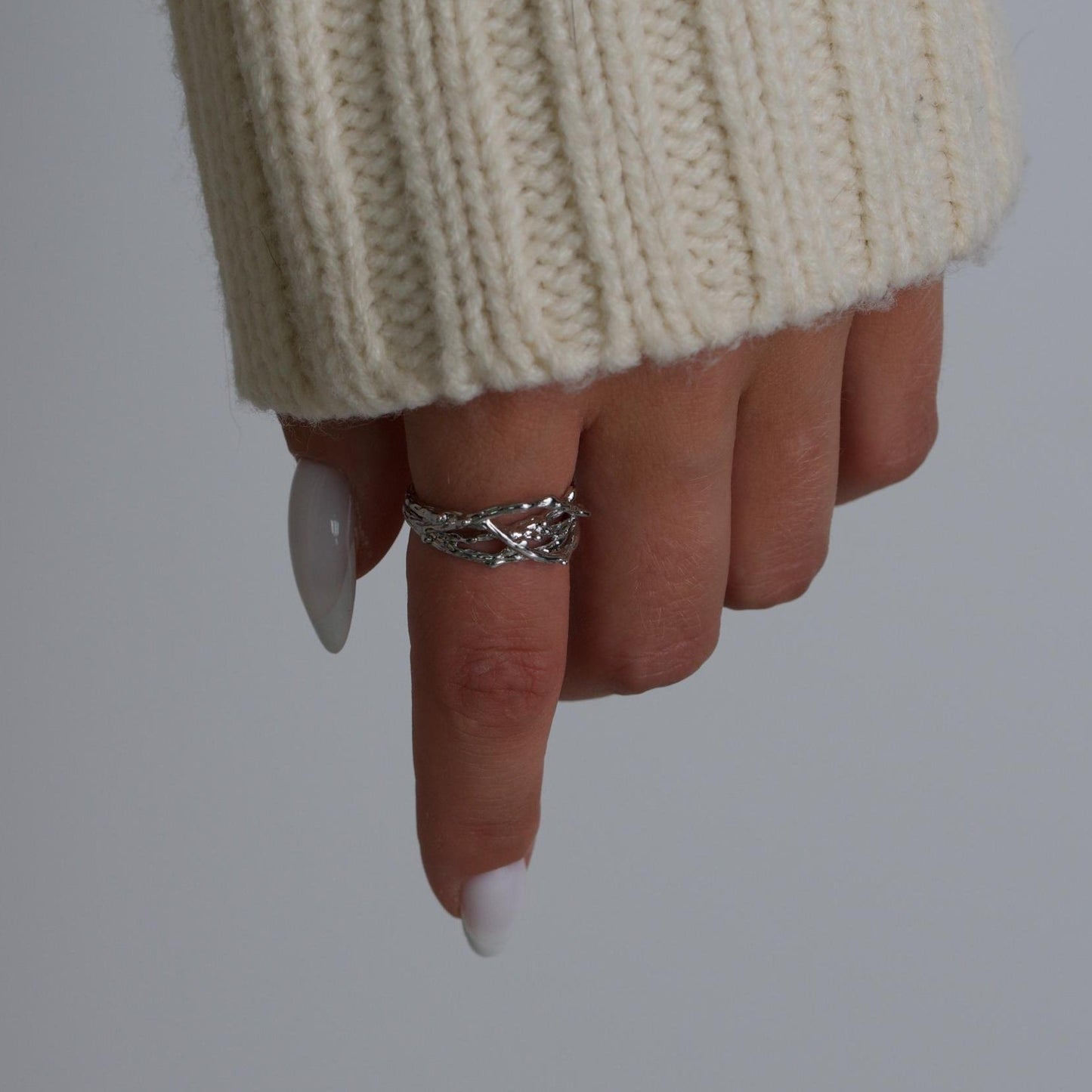 Silver Textured Ring Set