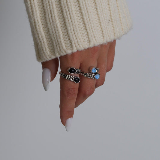 Silver Vintage Tear Drop Ring
