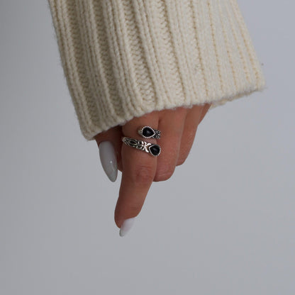 Silver Vintage Tear Drop Ring